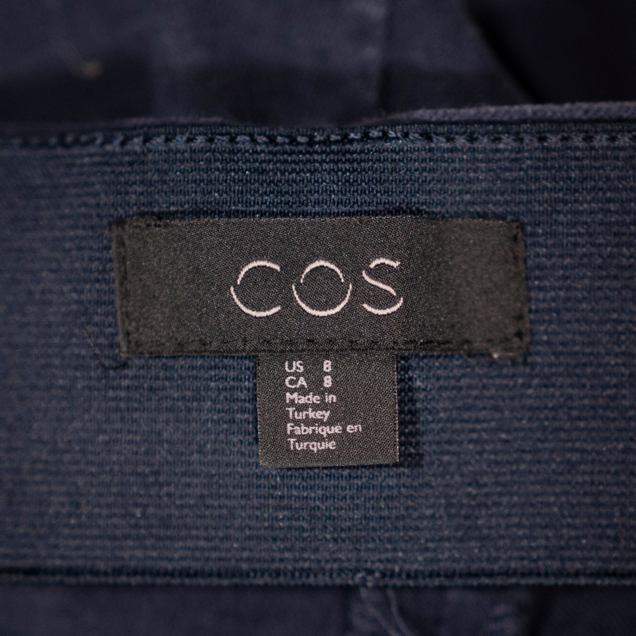 COS Cotton Stretch Mid Rise Ankle Crop Side Zip Detail Skinny Casual Pants 8