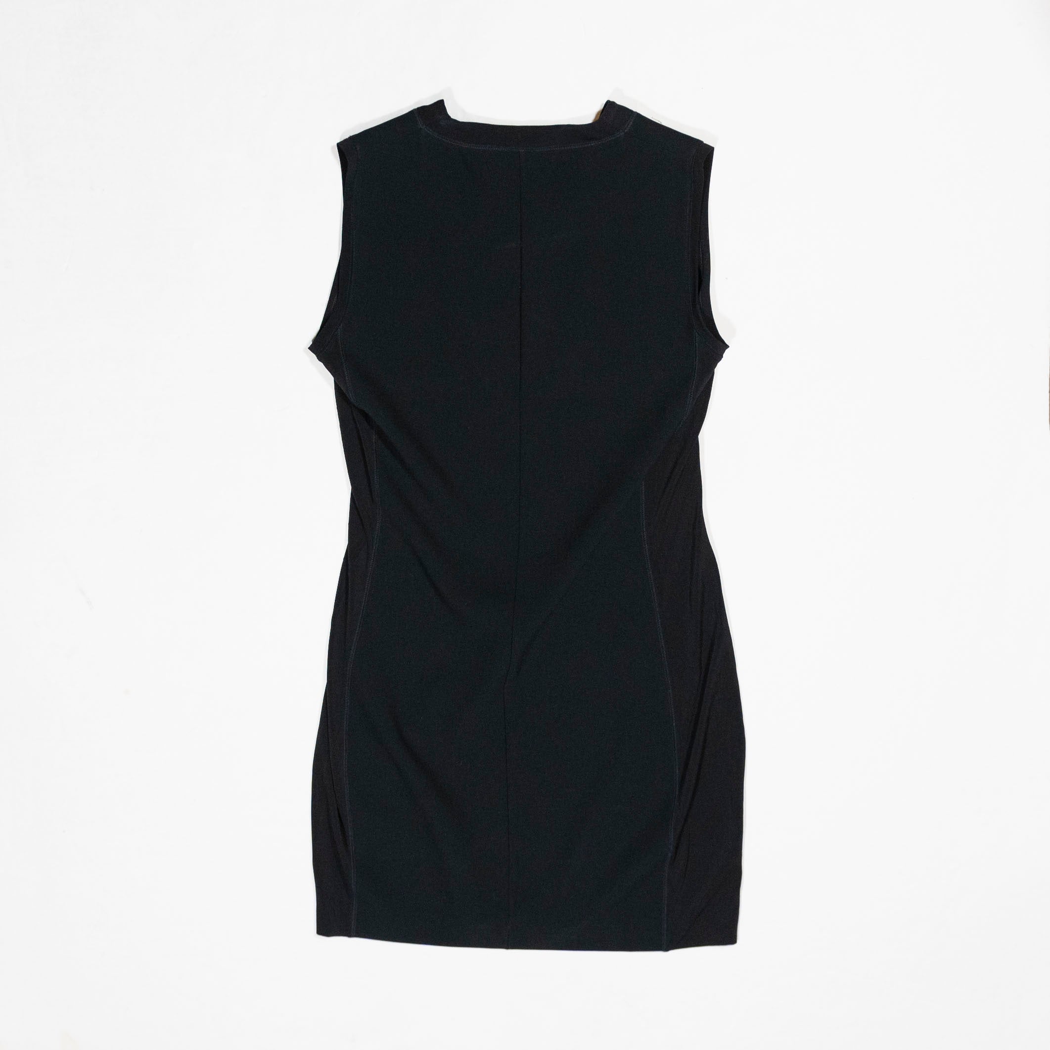 Max Mara Made In Italy Crepe Stretch Sleeveless Mini Sheath Dress Black Large