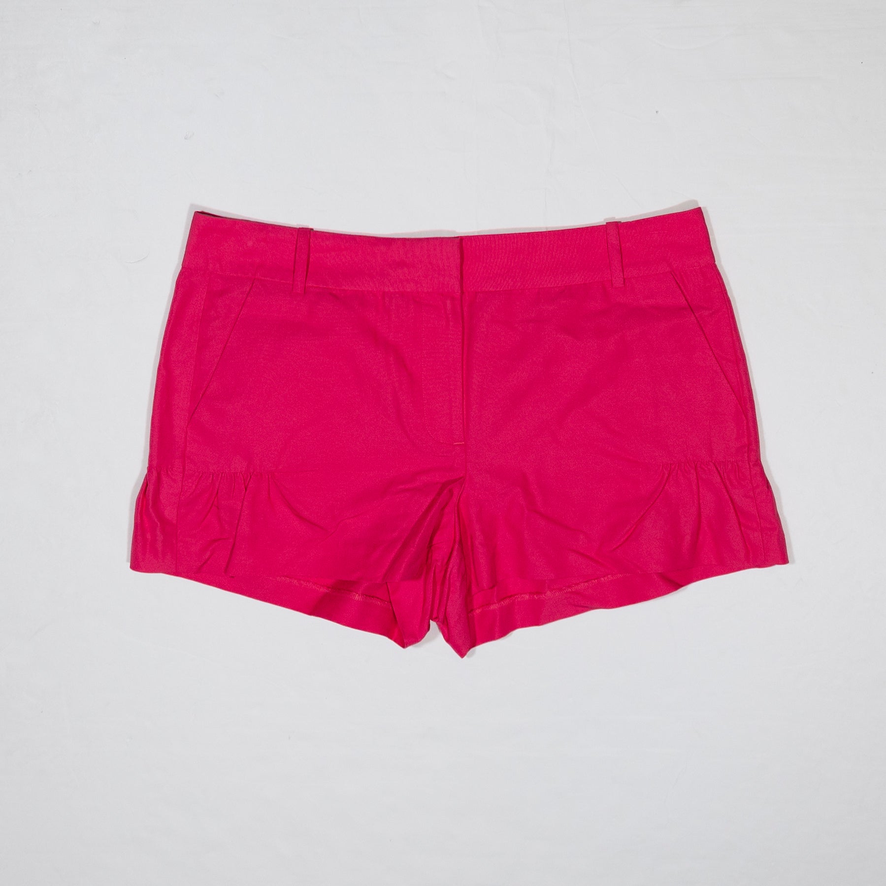 NEW J. Crew Cotton Silk Mid Rise Ruffle Flirty Detail Mini Shorts Hot Pink 8