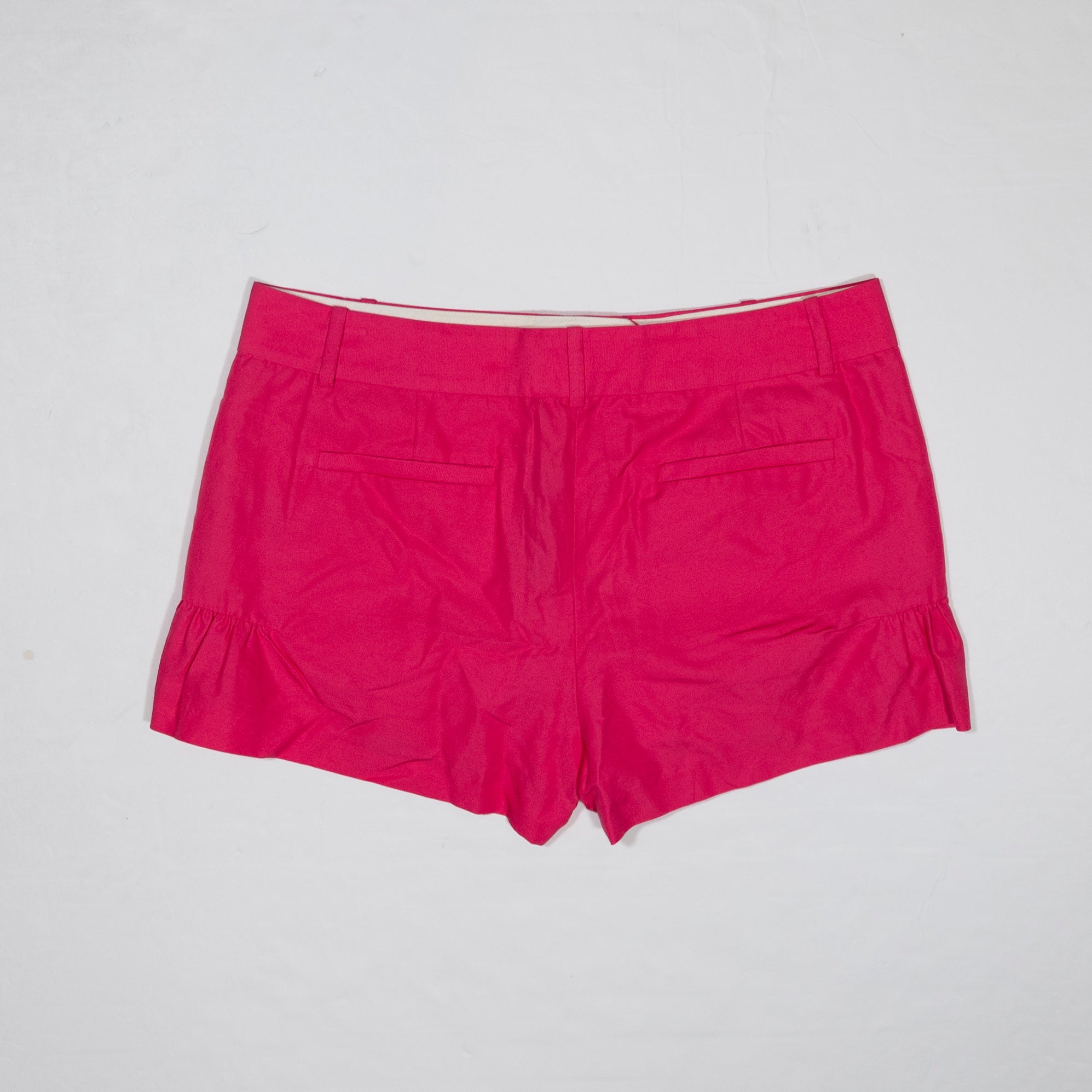 NEW J. Crew Cotton Silk Mid Rise Ruffle Flirty Detail Mini Shorts Hot Pink 8