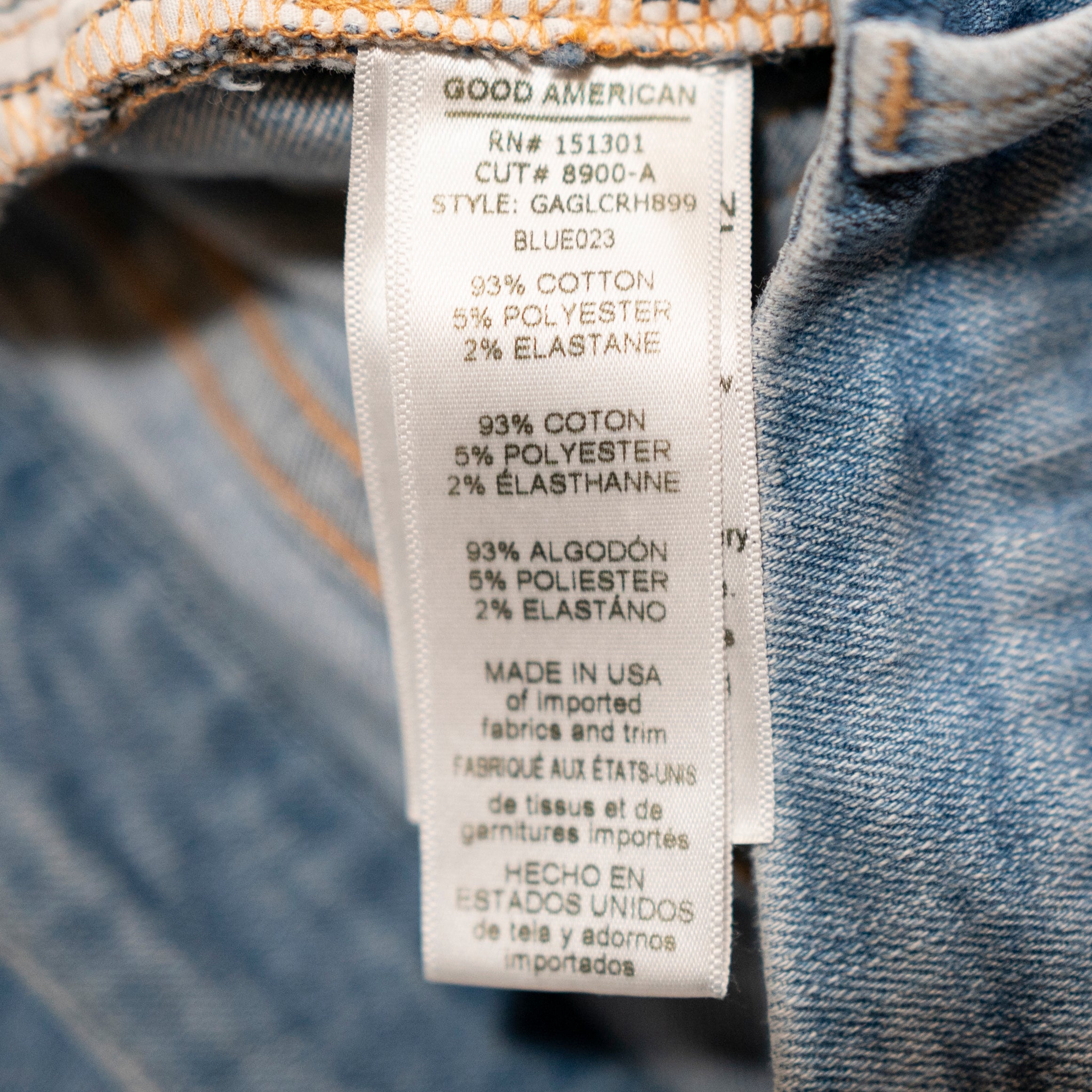 Good American Good Legs Cotton Stretch Denim Distressed Skinny Jeans Blue023 27