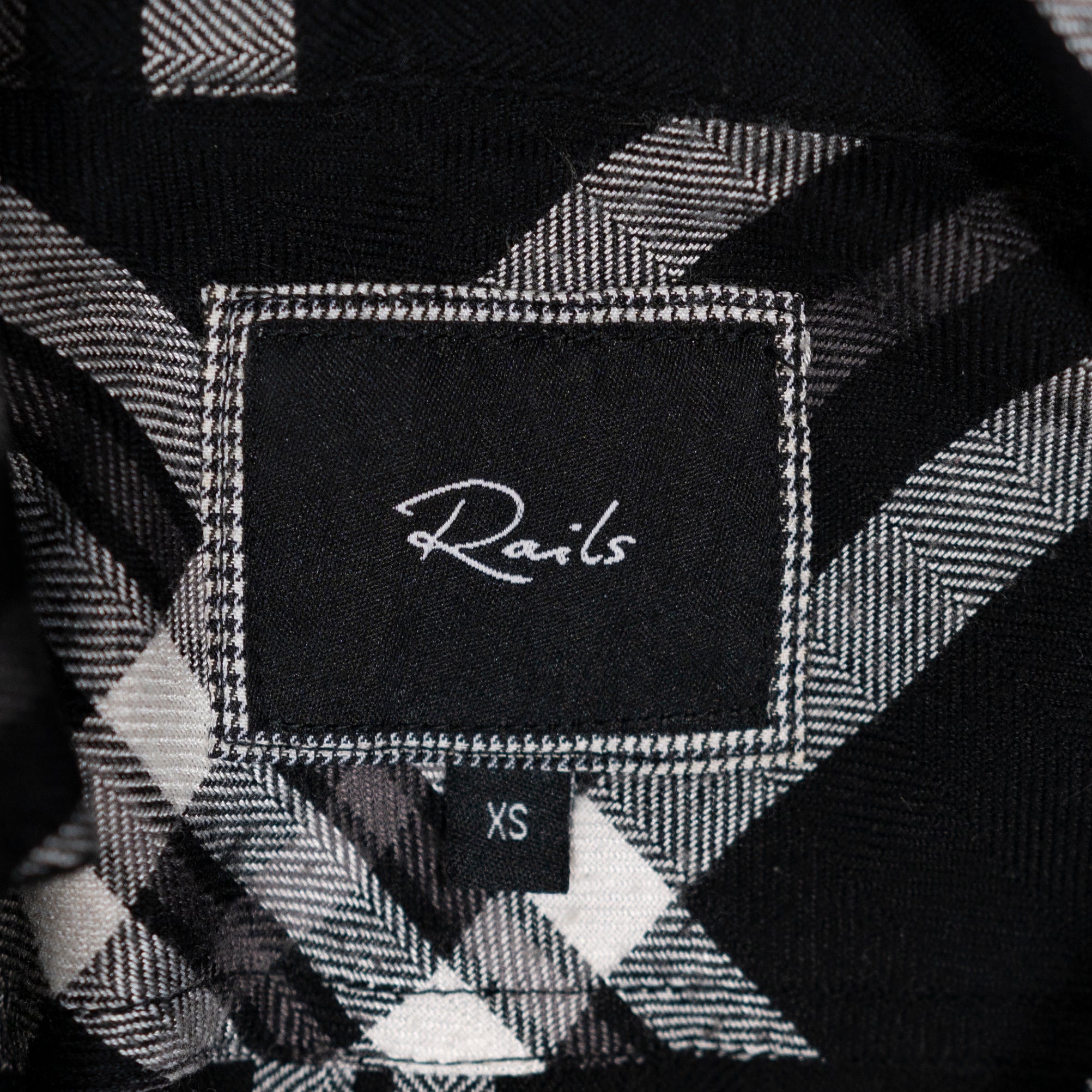Rails Women's Hunter Rayon Collared Button Front Black White Plaid Blouse Shirt