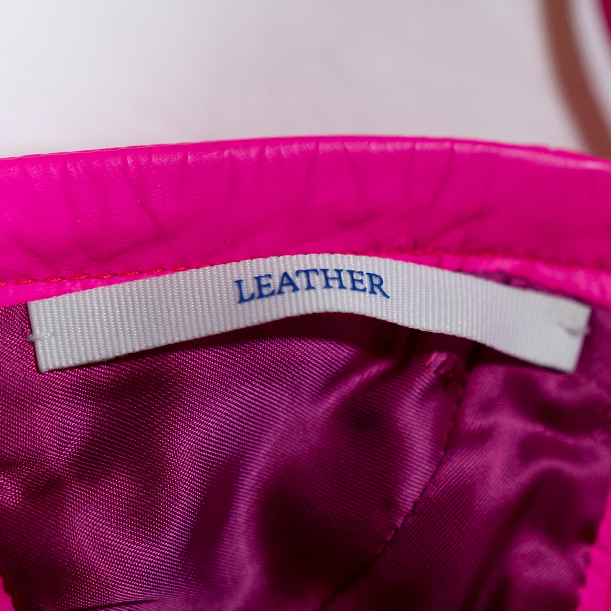 Off-White Main Label Genuine Leather Halter Neck Hot Pink Triangle Bra Top XS