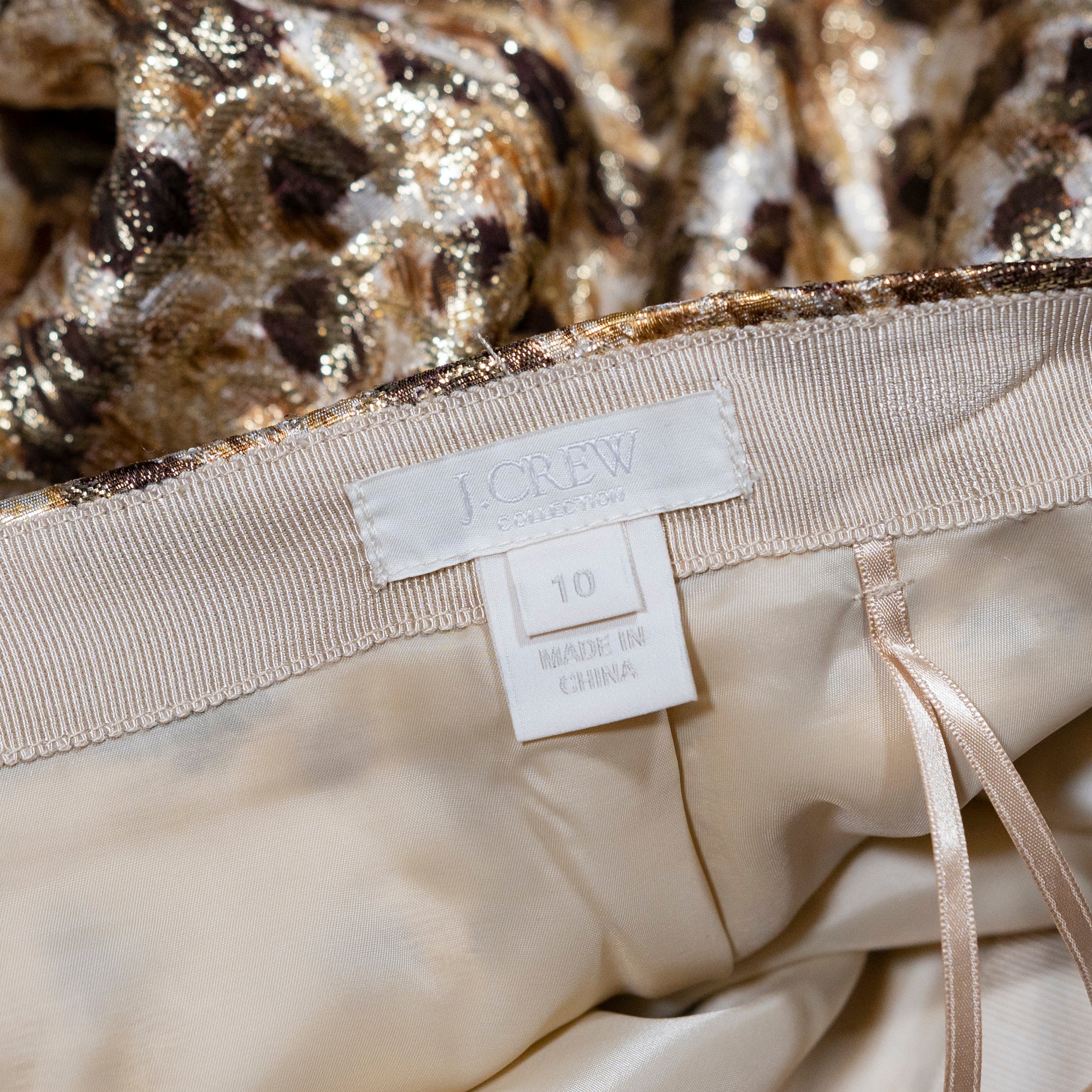 J. Crew Collection Leopard Gold Metallic Glitter Sparkle Straight Mini Skirt 10