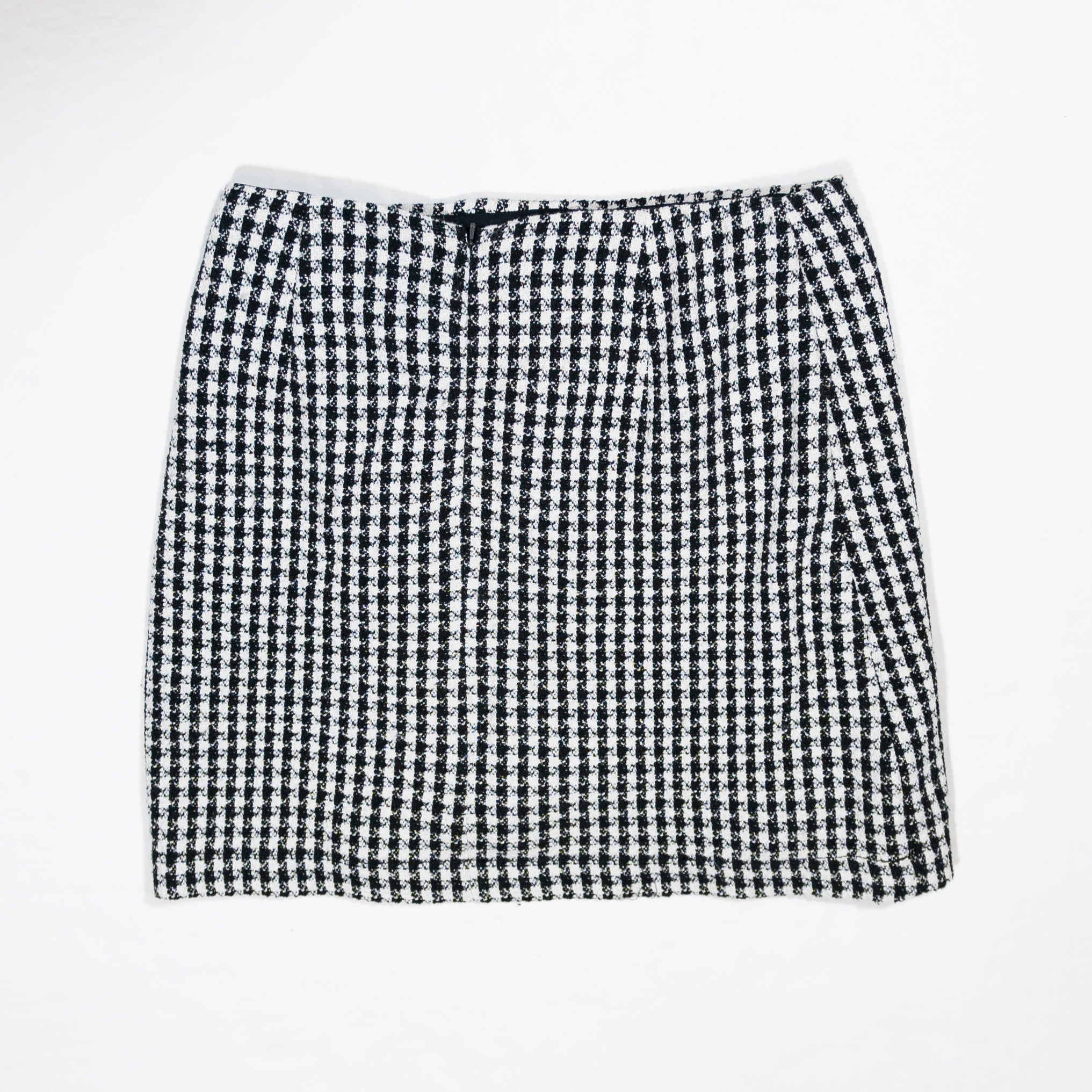 NEW Maeve Cotton Blend Black White Houndstooth Print Pattern Button Mini Skirt 8