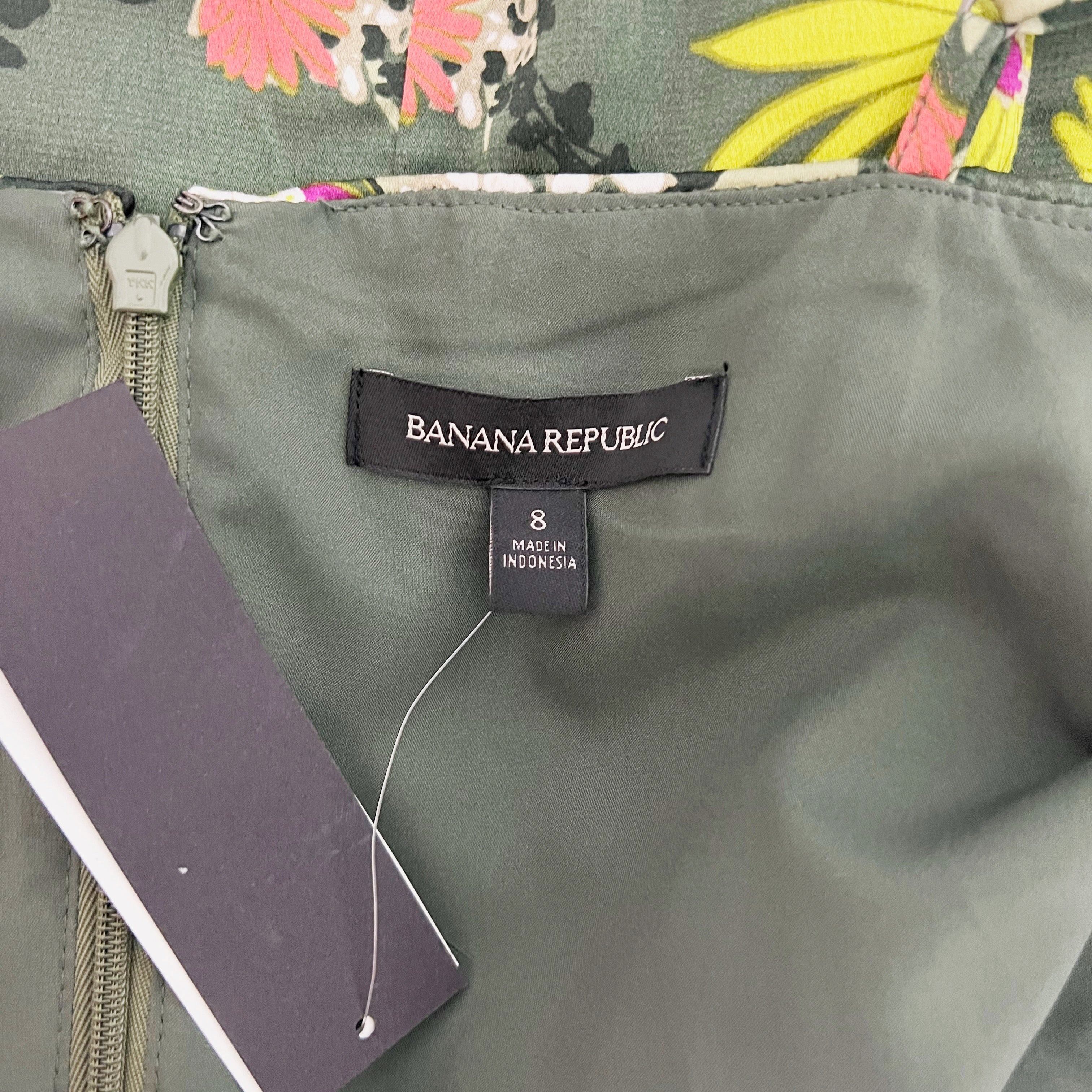 NEW Banana Republic Chiffon Multi Color Floral Flower Print Pattern Ruffle Dress