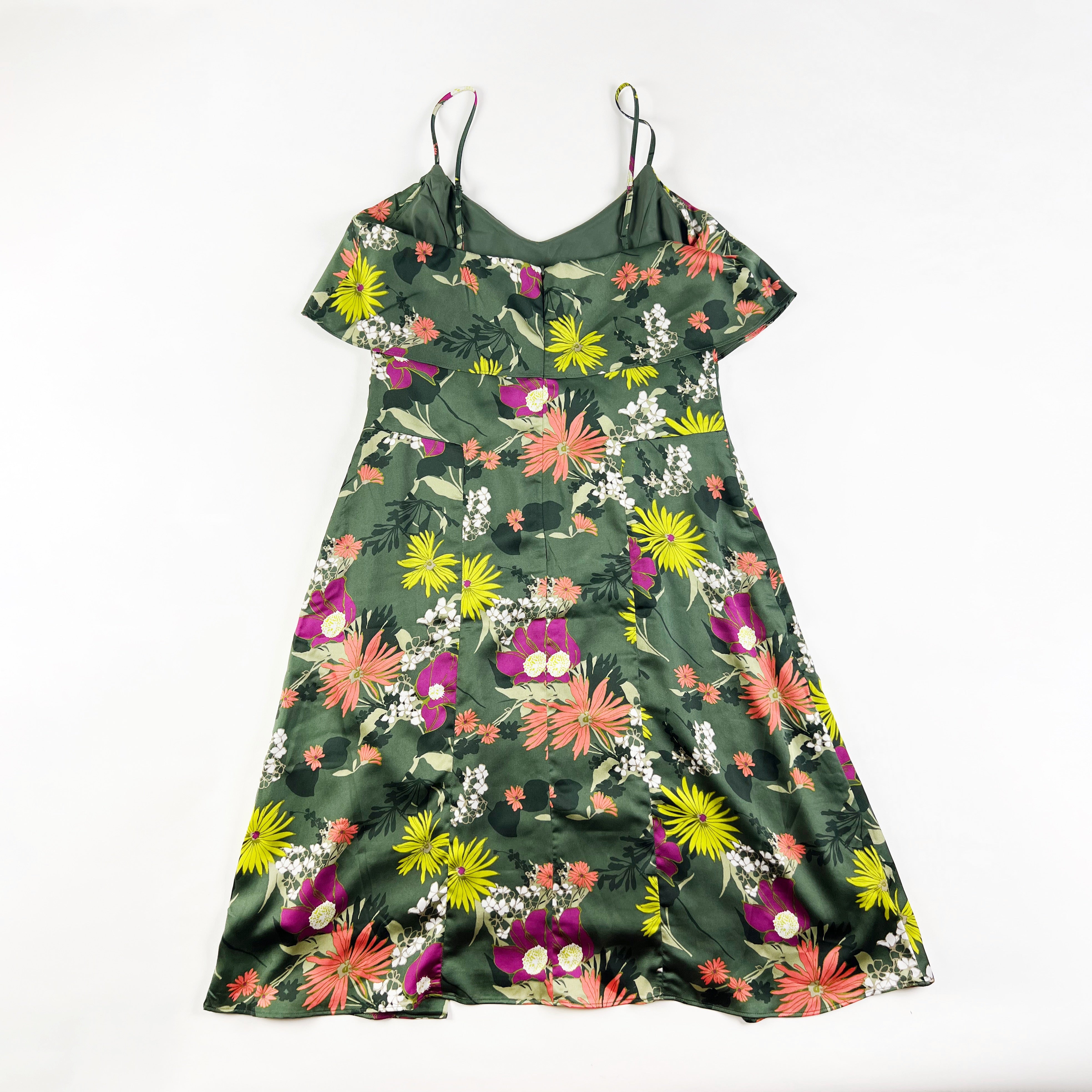 NEW Banana Republic Chiffon Multi Color Floral Flower Print Pattern Ruffle Dress