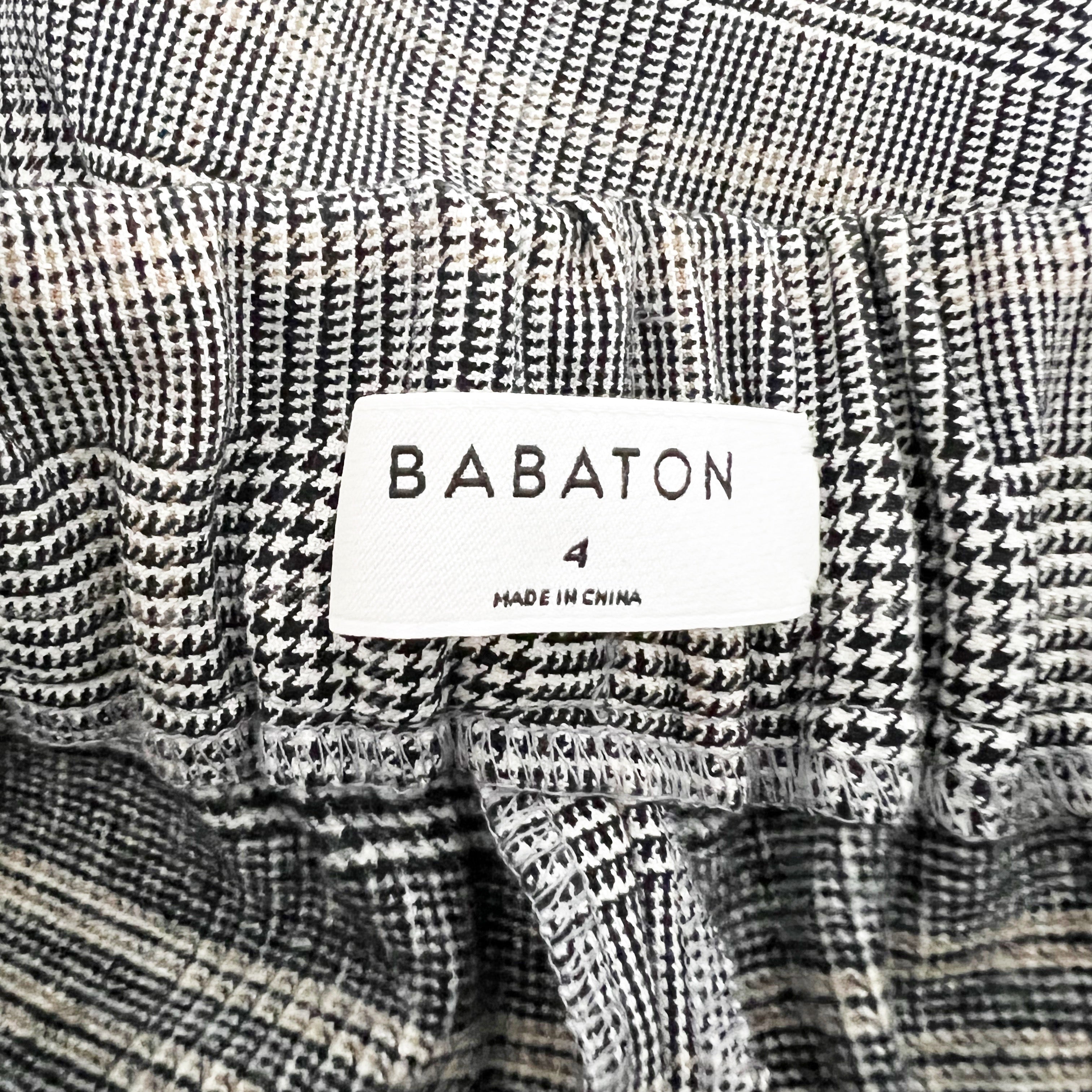 Babaton Aritzia Conan Mid Rise Pull On Houndstooth Check Cropped Trouser Pants 4