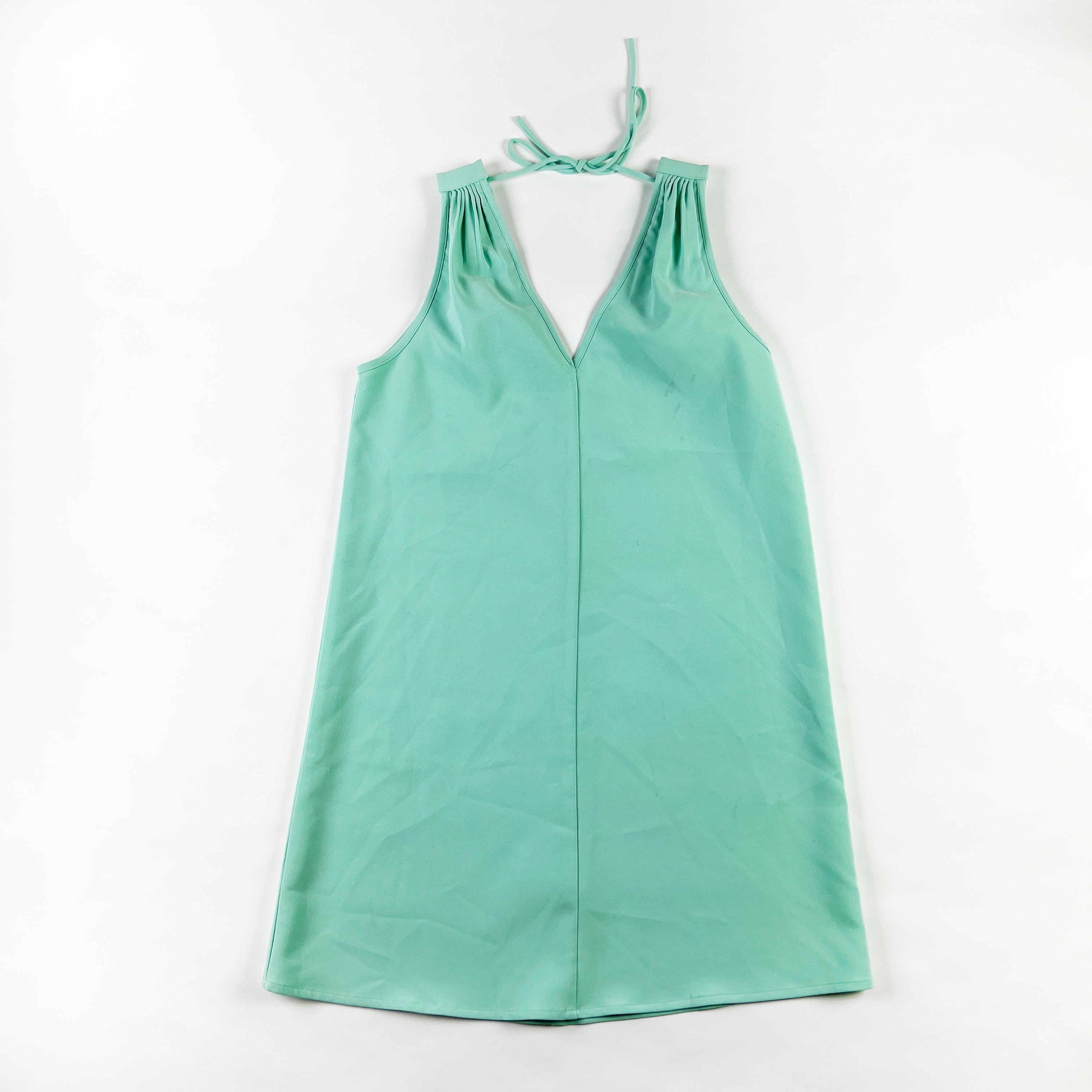 Blaque Label Crepe V Neck Sleeveless Tie Back Pullover Mini Sheath Dress Mint