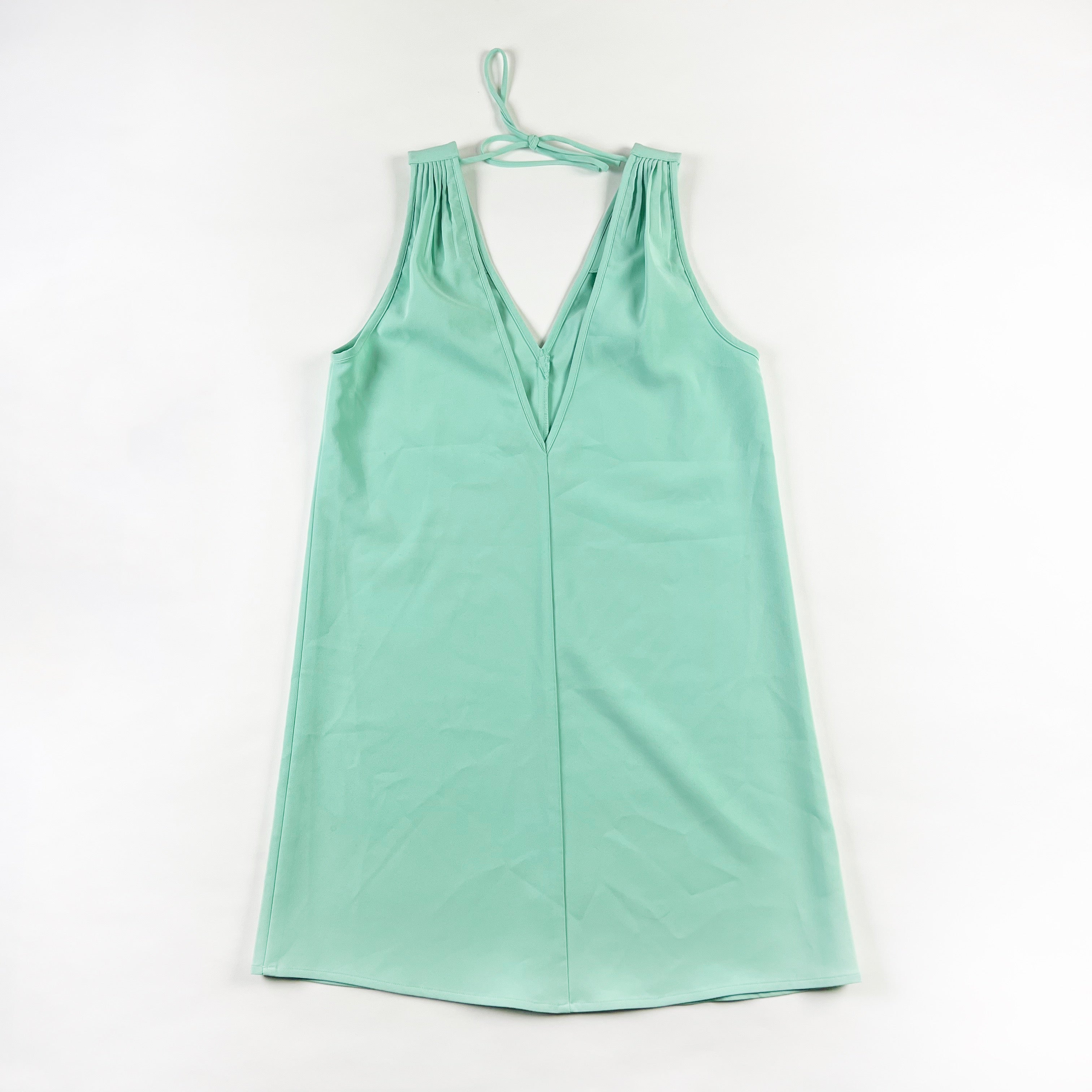 Blaque Label Crepe V Neck Sleeveless Tie Back Pullover Mini Sheath Dress Mint