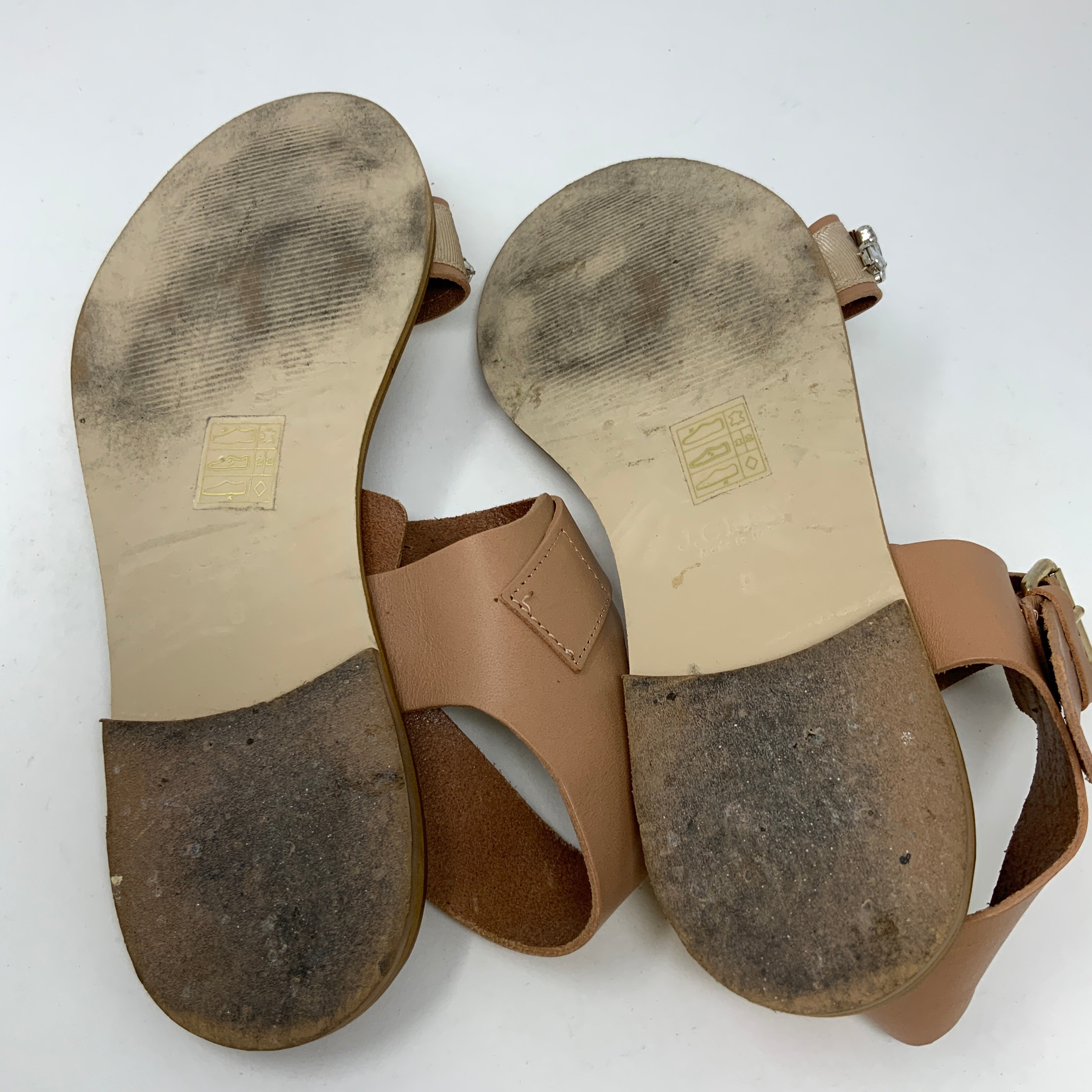 J. Crew Crystal Embellished Jewel Encrusted Open Toe Leather Flats Sandals Shoes