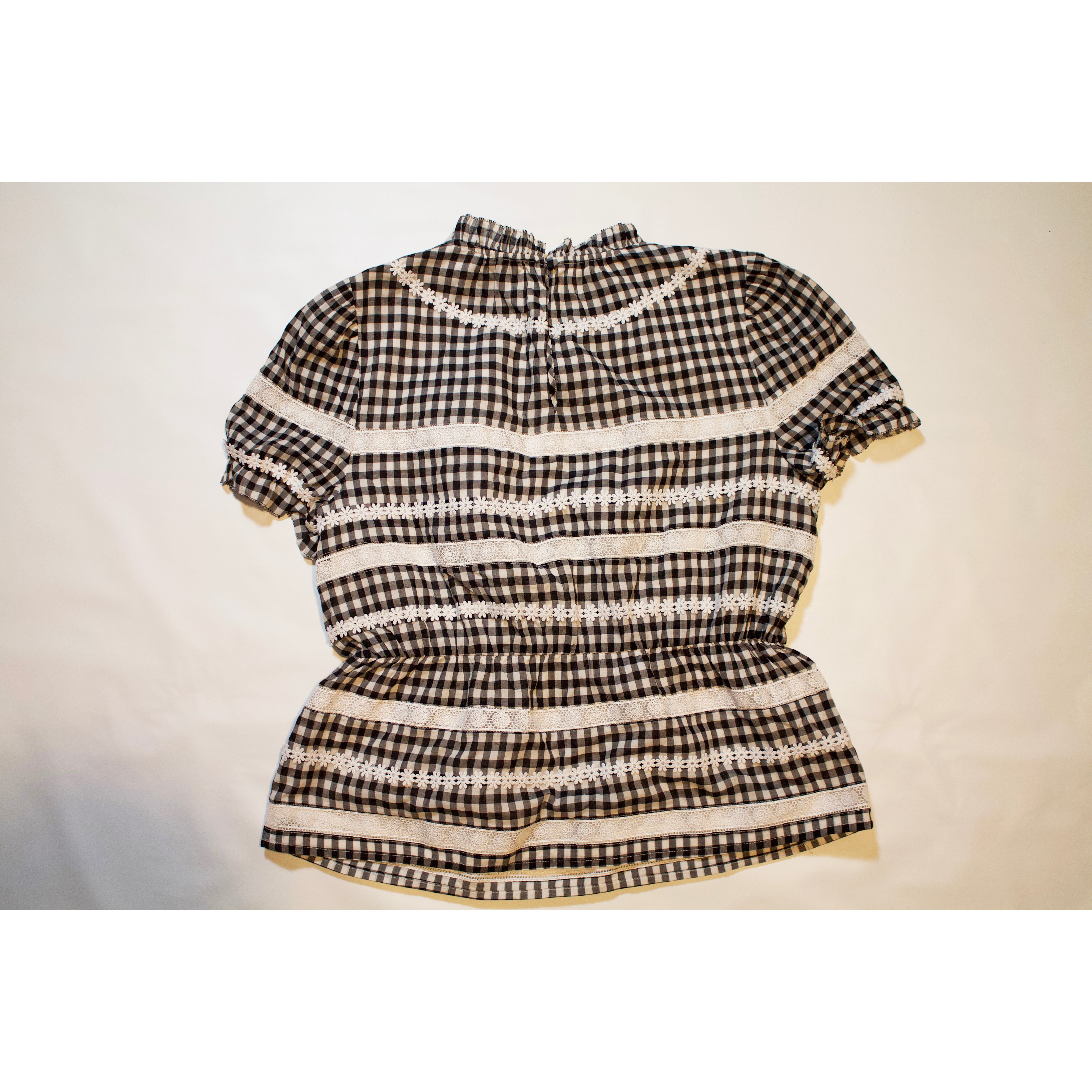 NEW J. Crew Daisy Chain Floral Applique Cotton Gingham Peplum Blouse Shirt Top S