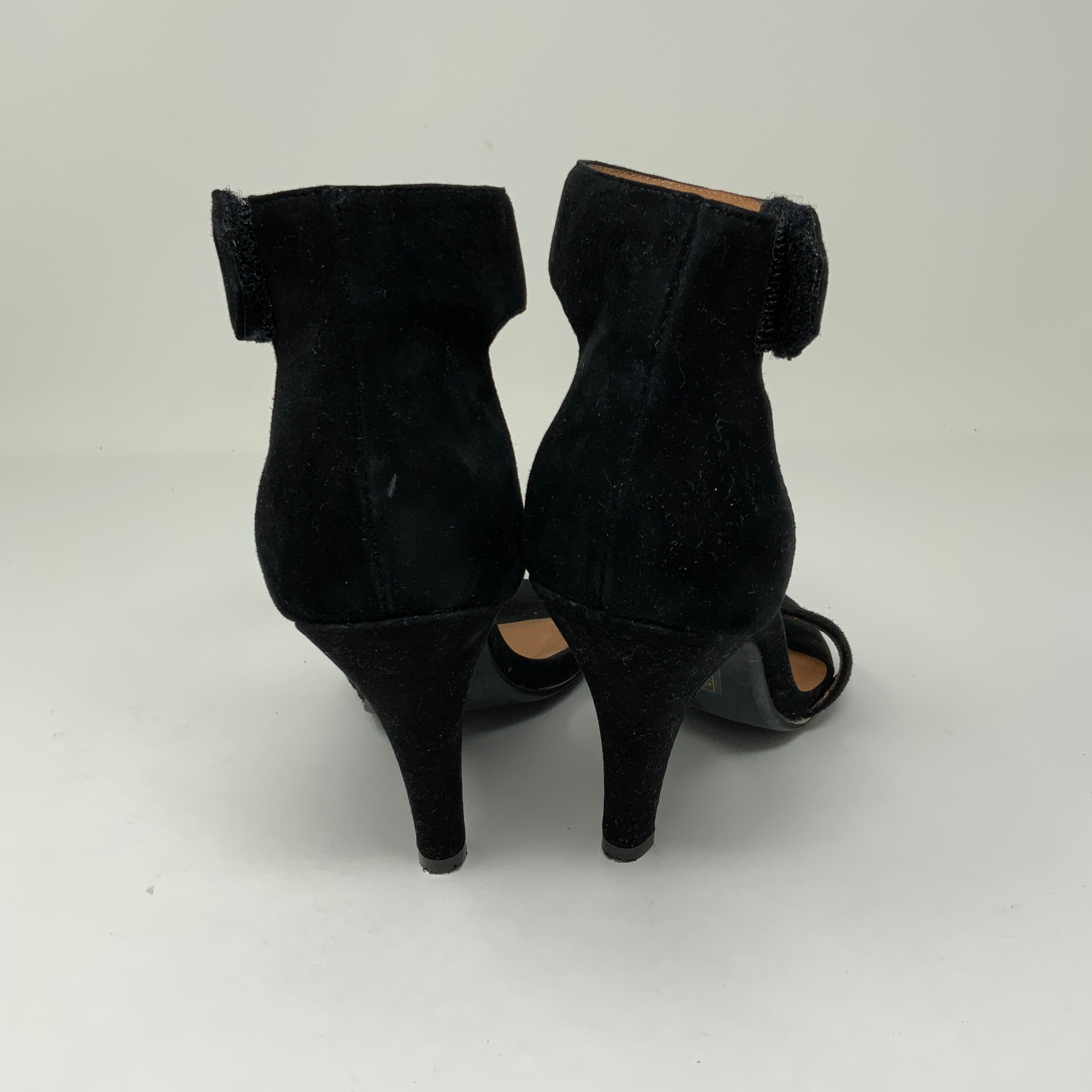 Jeffrey Campbell Charvet Black Suede Open Toe Ankle Strap High Heels Shoes 6