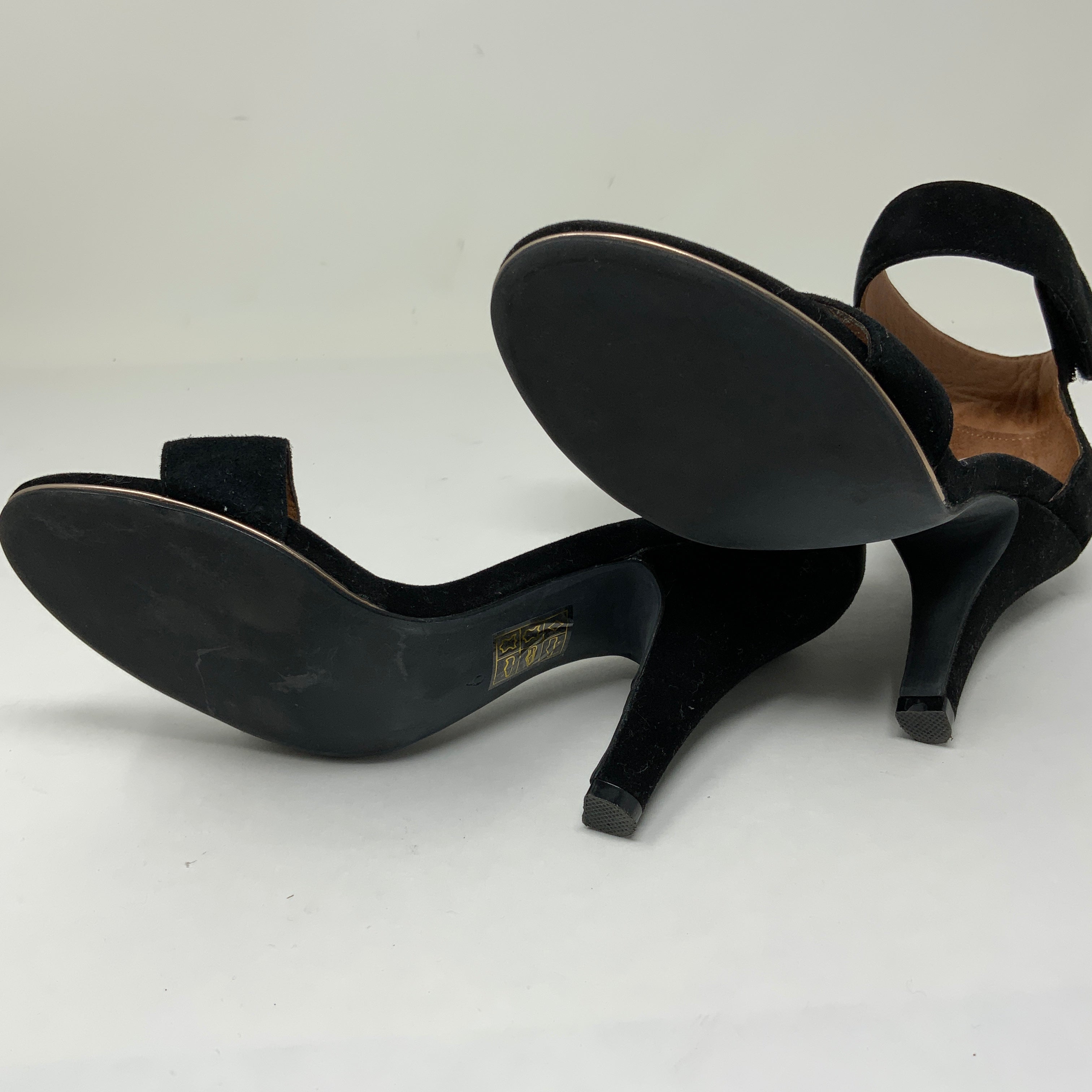 Jeffrey Campbell Charvet Black Suede Open Toe Ankle Strap High Heels Shoes 6