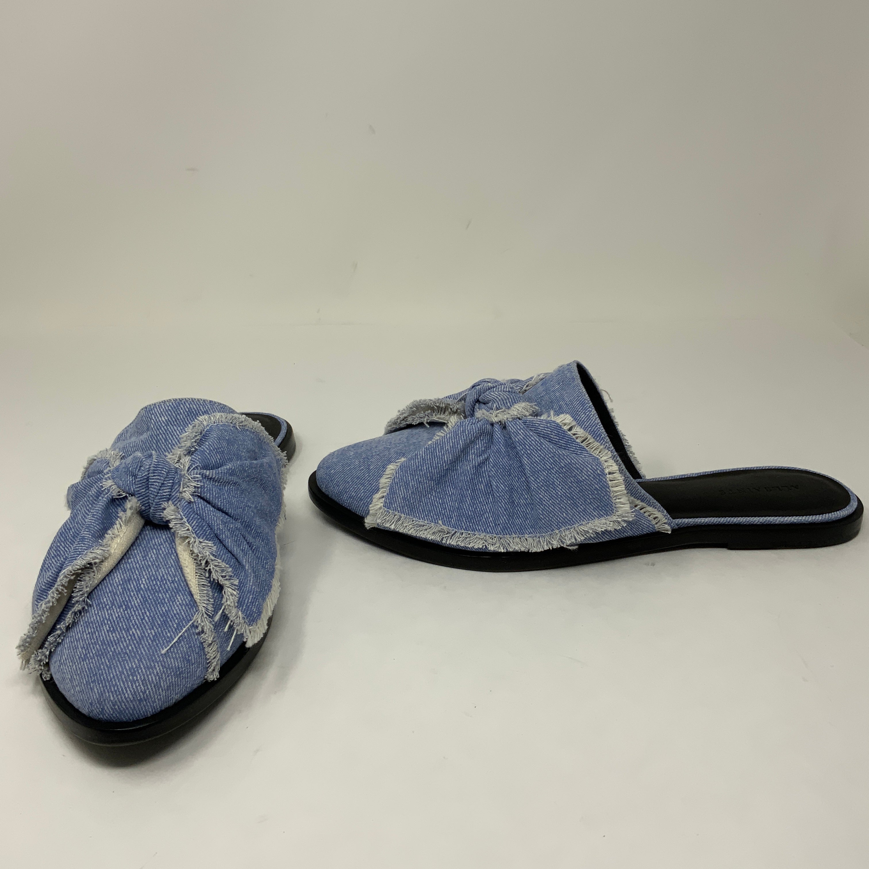 NEW All Saints Rumor Cotton Denim Jean Chambray Knot Bow Tie Slip On Flats Shoes