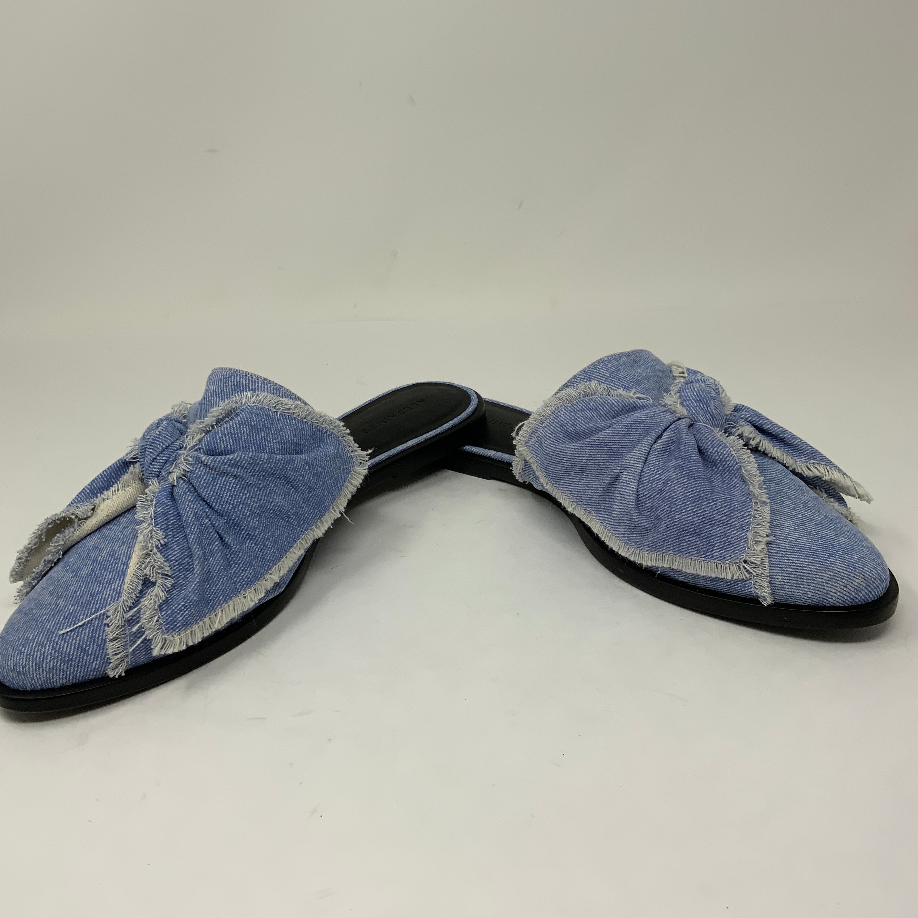 NEW All Saints Rumor Cotton Denim Jean Chambray Knot Bow Tie Slip On Flats Shoes