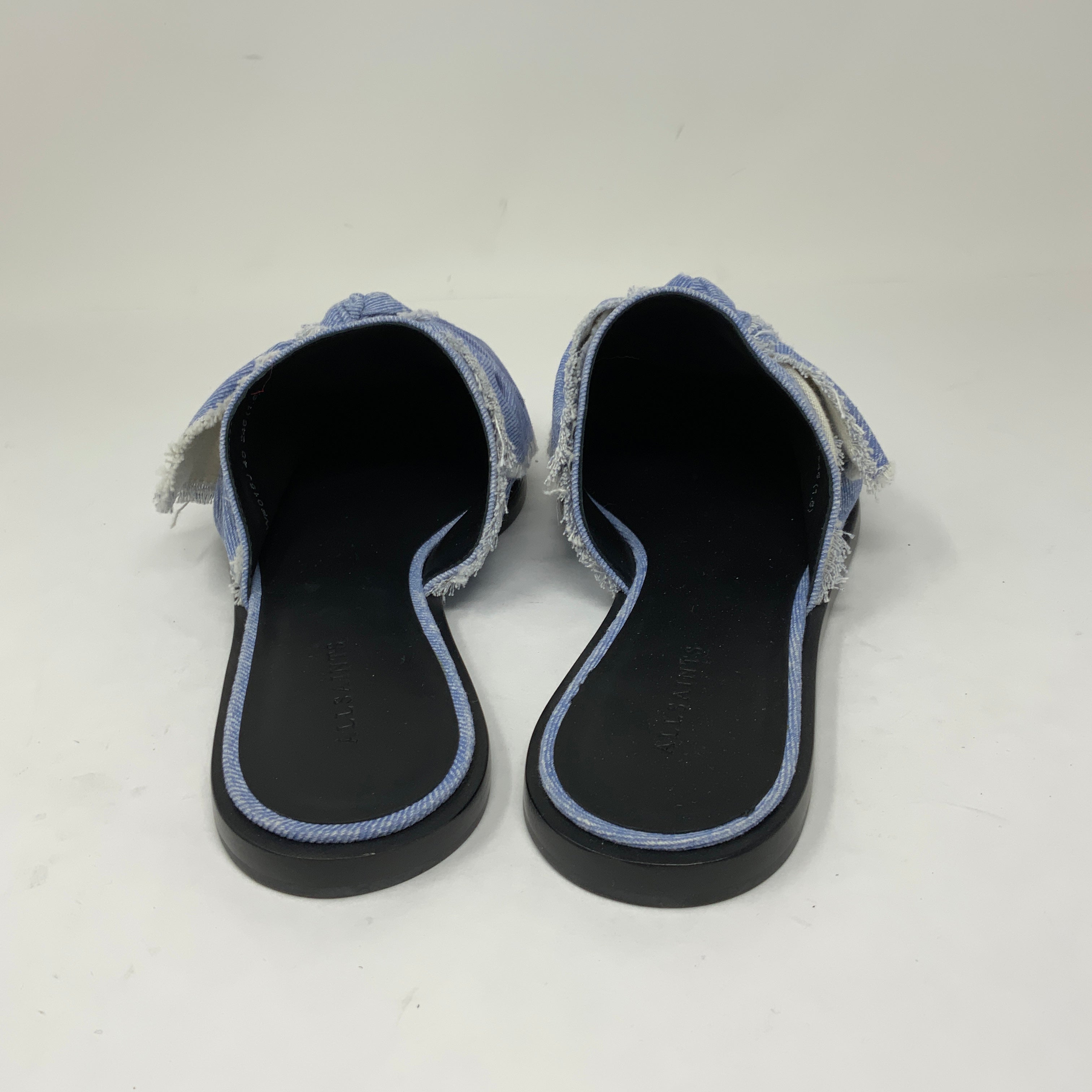 NEW All Saints Rumor Cotton Denim Jean Chambray Knot Bow Tie Slip On Flats Shoes