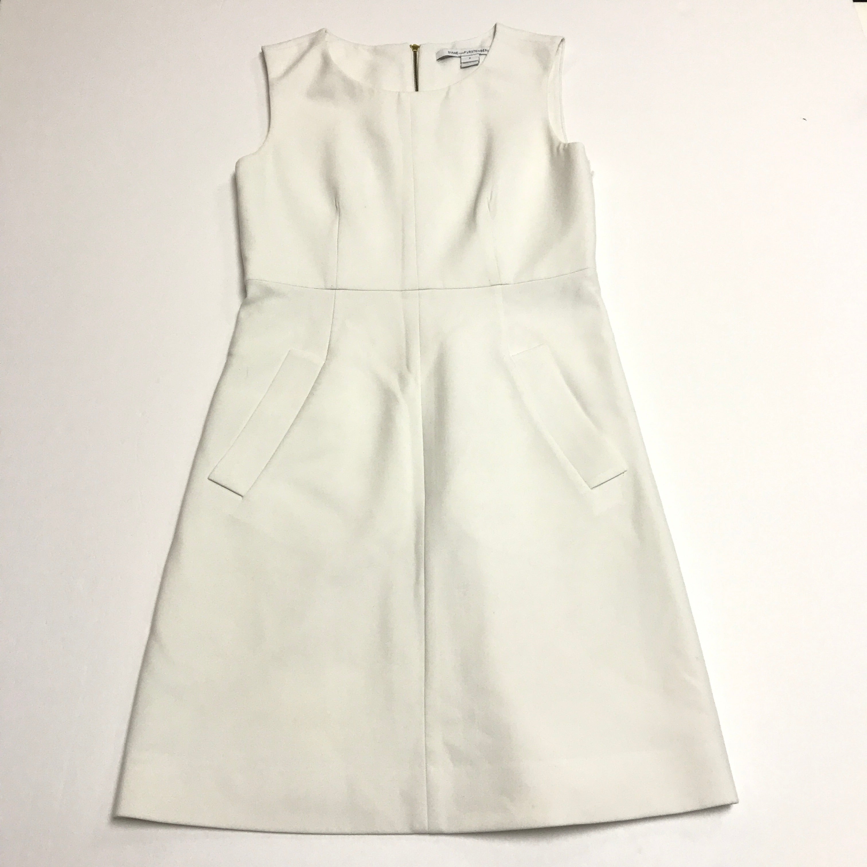 Diane Von Furstenberg Carpreena Solid White Sleeveless Ponte Shift Midi Dress 2