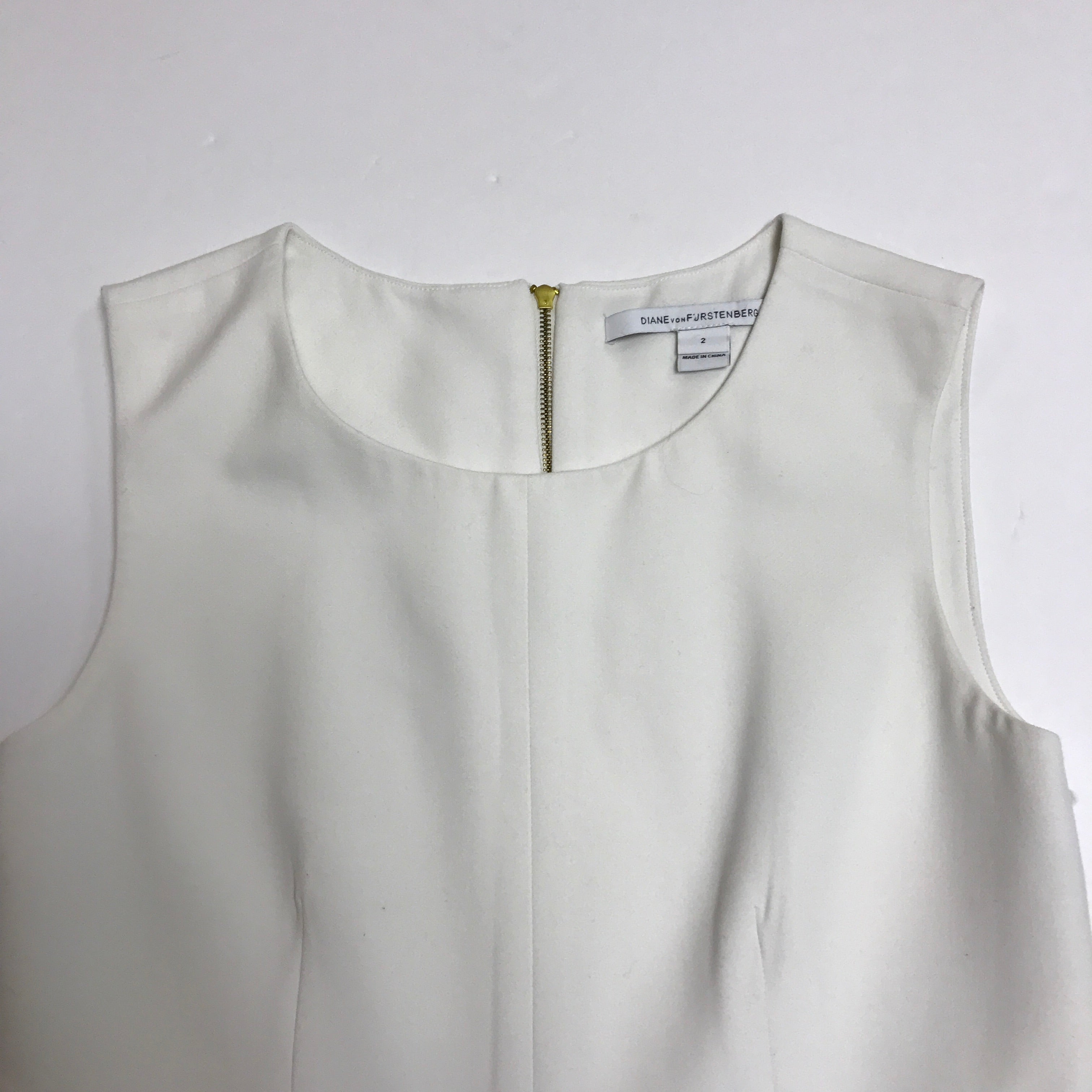 Diane Von Furstenberg Carpreena Solid White Sleeveless Ponte Shift Midi Dress 2