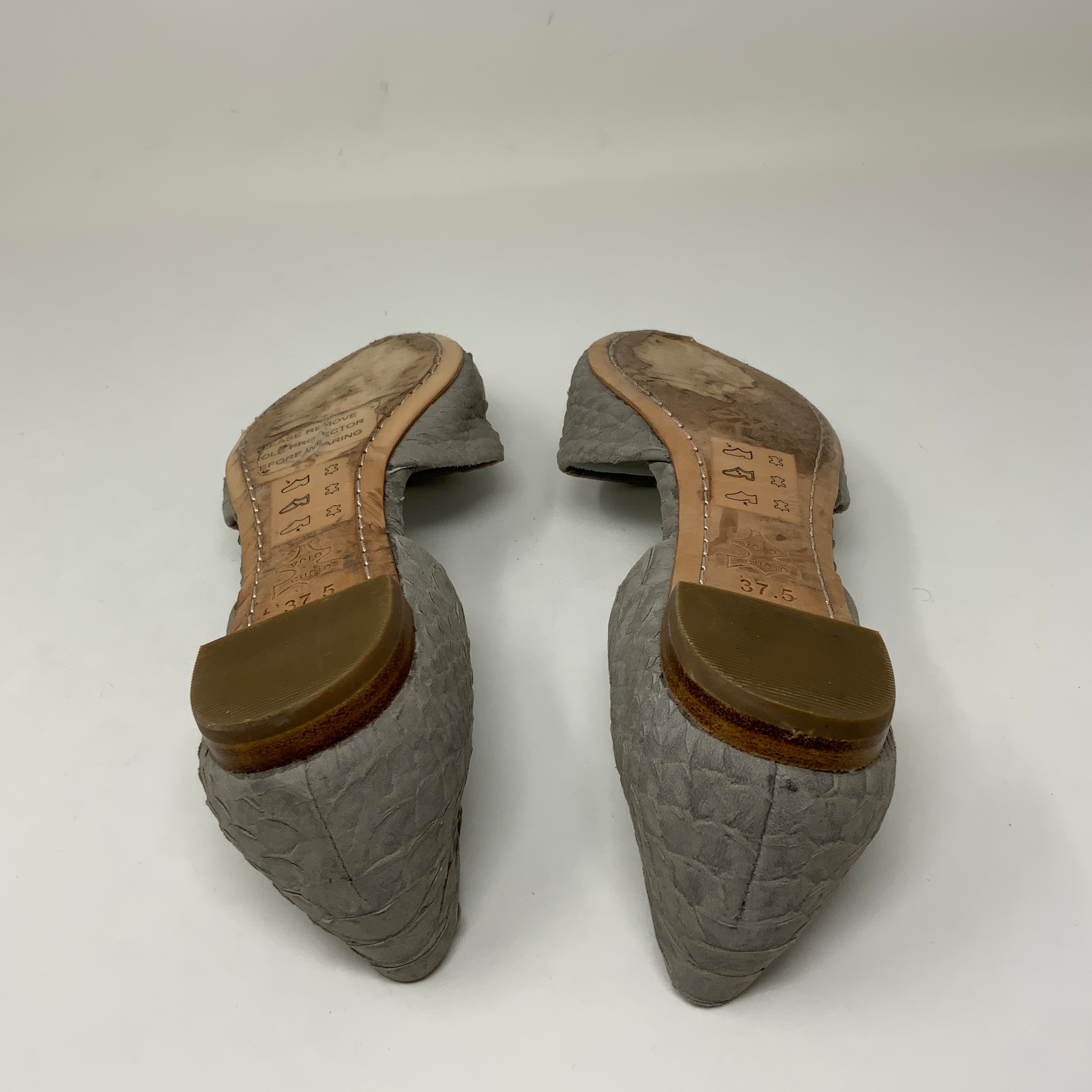 Alice + Olivia Hilary Snake Embossed Lambskin Leather d'Orsay Flats Shoes Gray