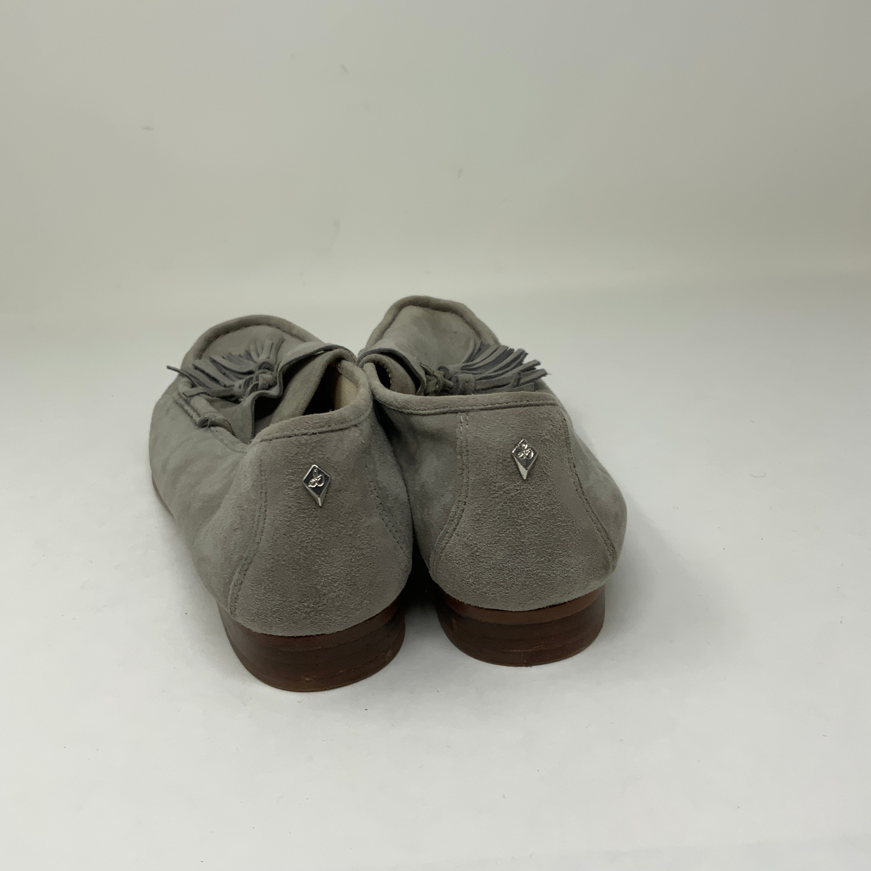 Sam Edelman Therese Suede Leather Slip On Tassel Flat Loafers Shoes Gray 6