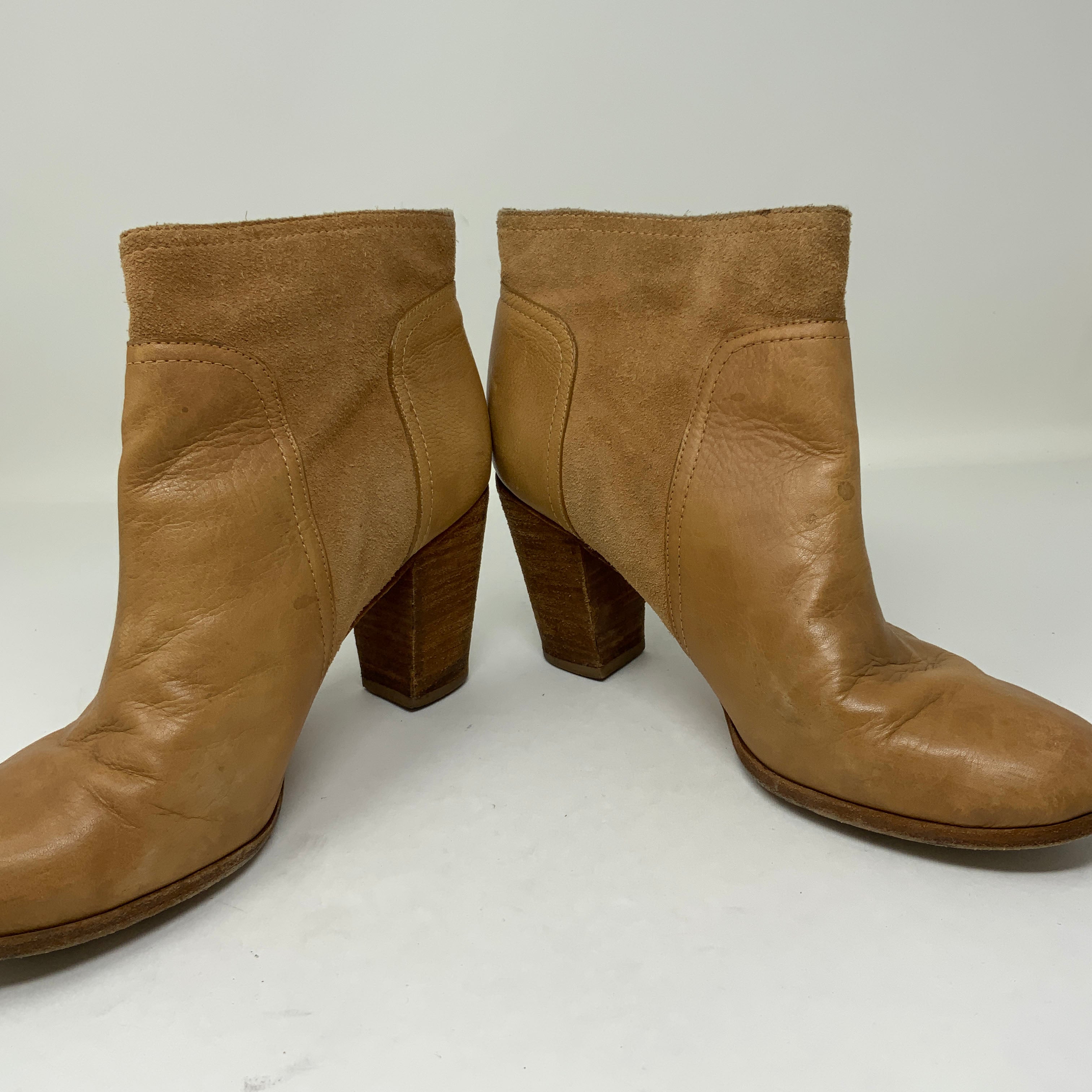 Kate Spade Genuine Leather Suede Stacked Wood High Heel Ankle Booties Boots Shoe