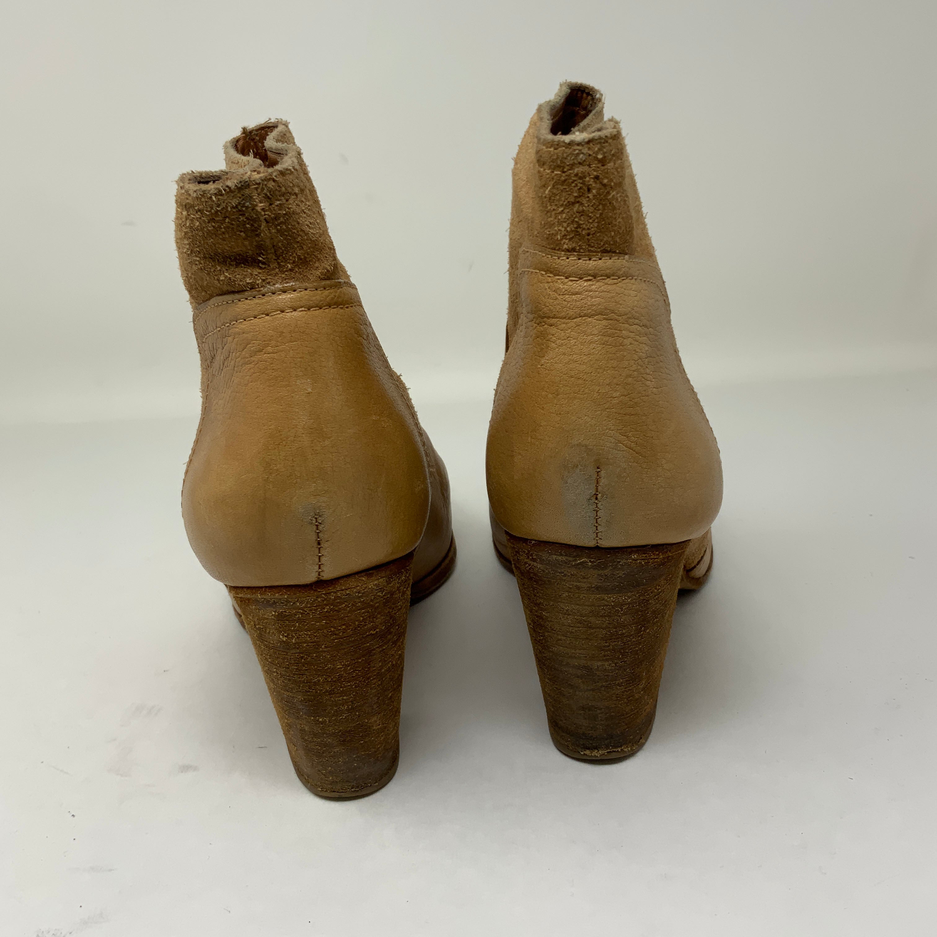 Kate Spade Genuine Leather Suede Stacked Wood High Heel Ankle Booties Boots Shoe