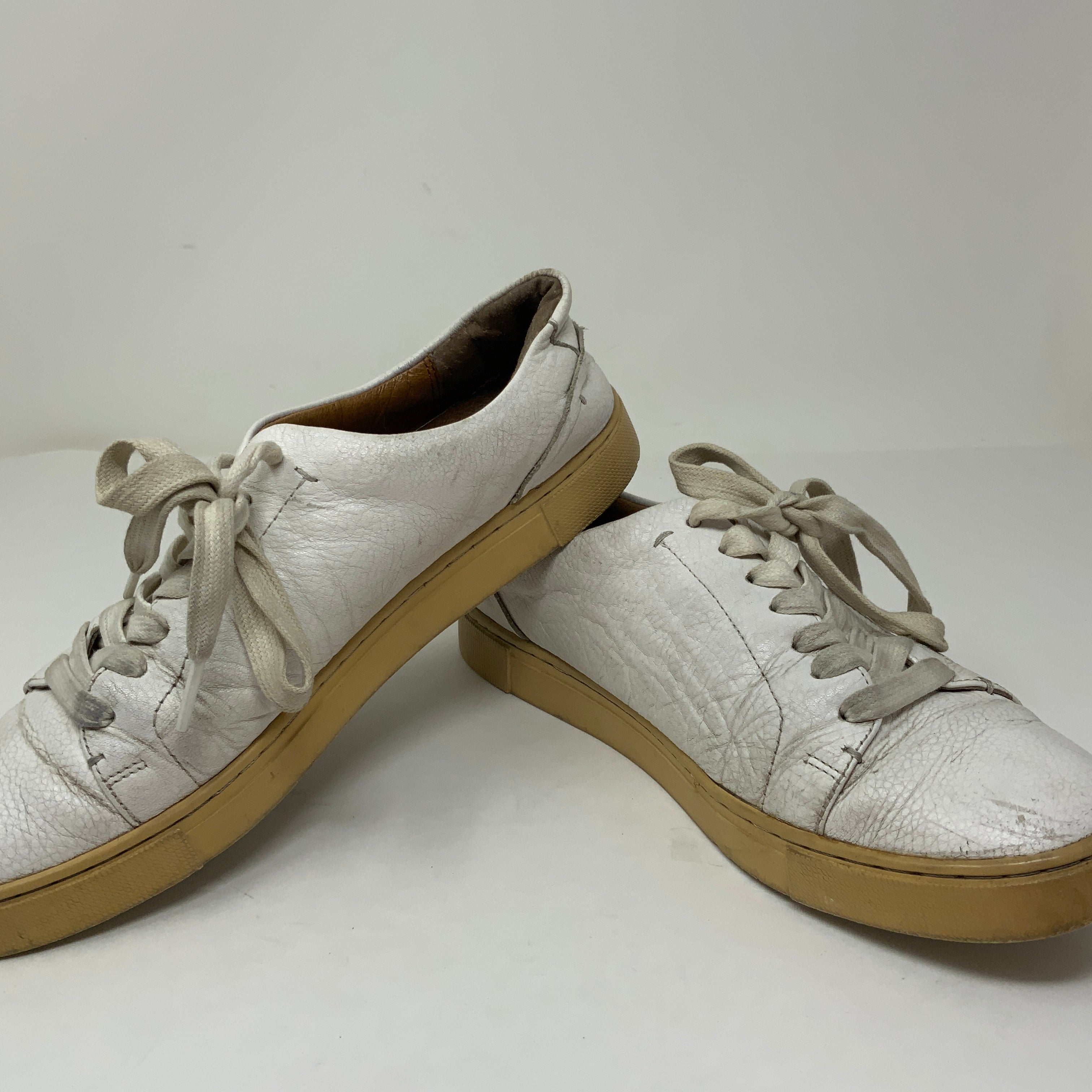 Frye Ivy Low Lace Up Genuine Leather Flat Sneakers Shoes White 8.5