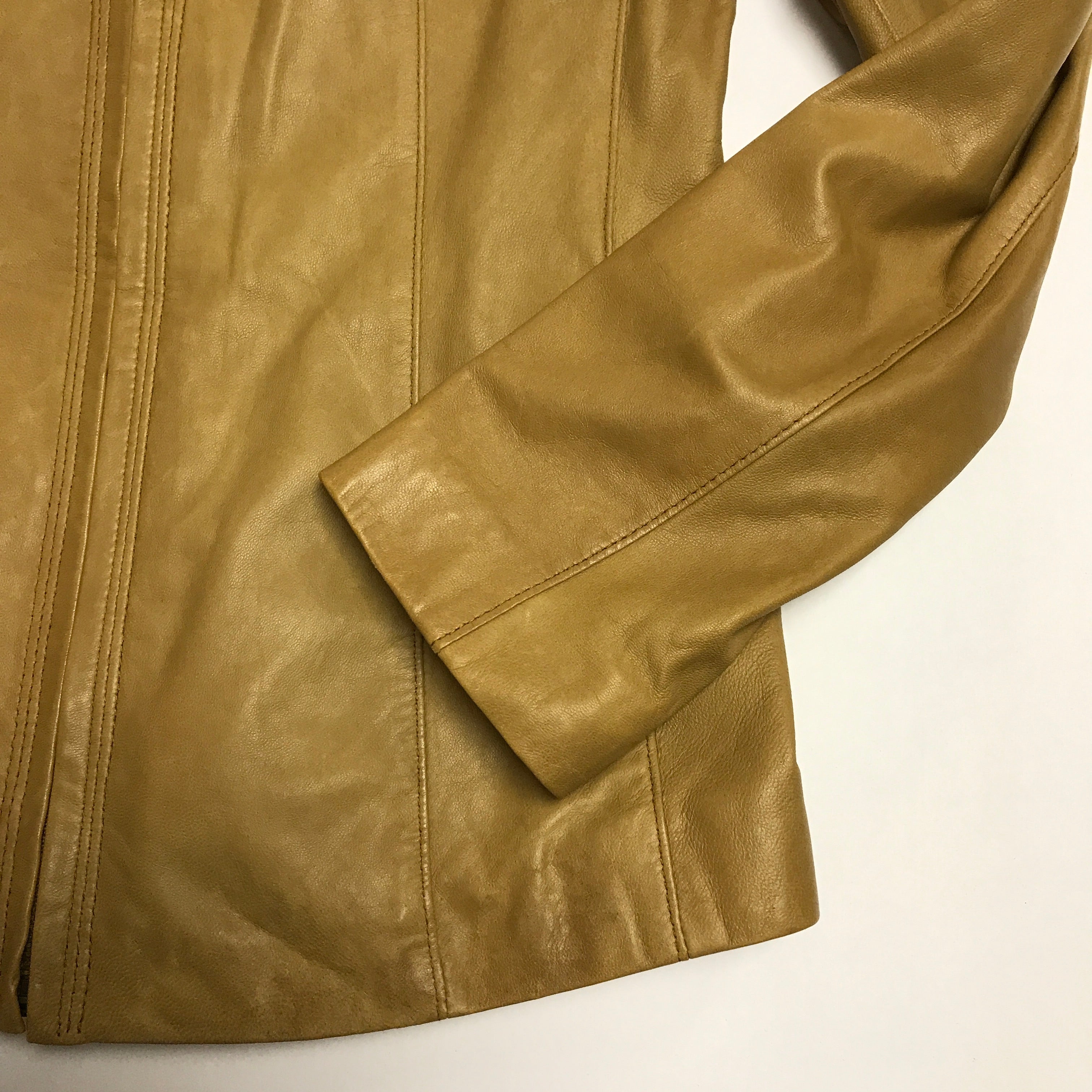 Cole Haan Women's Smooth Lambskin Leather Long Sleeve Zip Up Moto Jacket Coat S