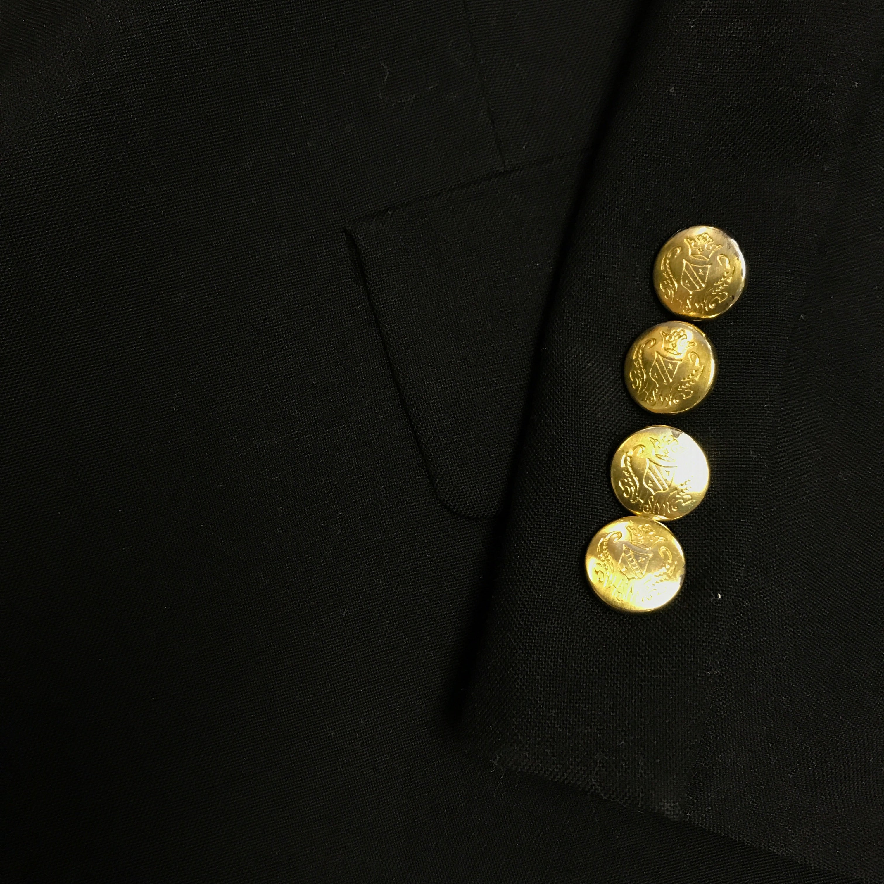 Hart Schaffner & Marx Solid Black Wool Two Button Blazer Dinner Jacket Coat 46L