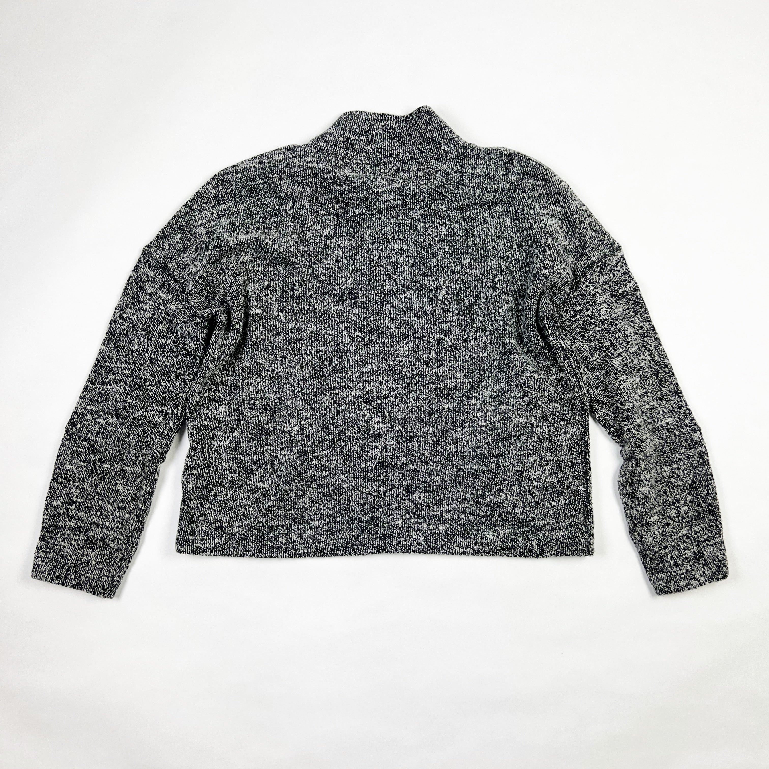 Madewell Cotton Marled Knit Cotton Mock Neck Pullover Sweater Heather White