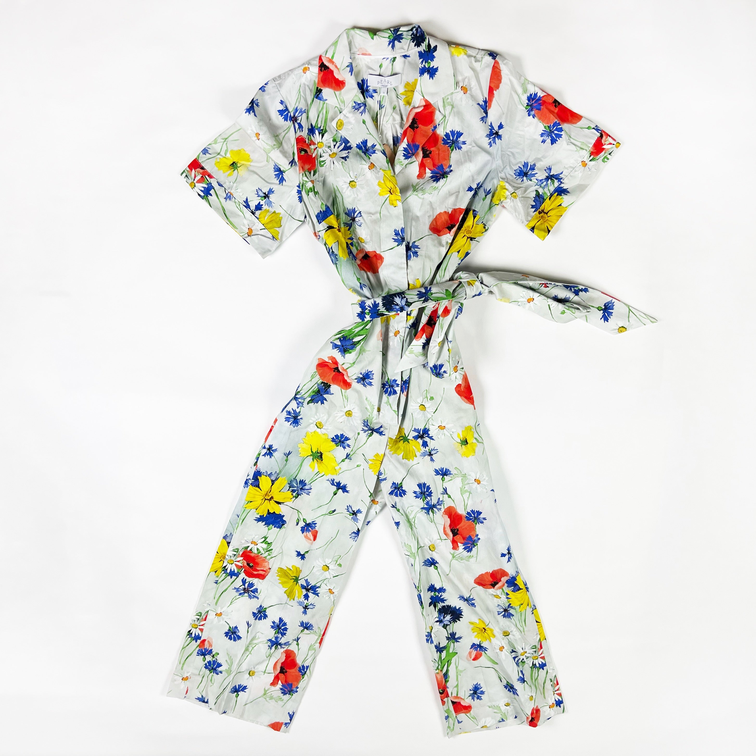 NEW Lela Rose Floral Flower Print Pattern Cotton Poplin One Piece Jumpsuit 0