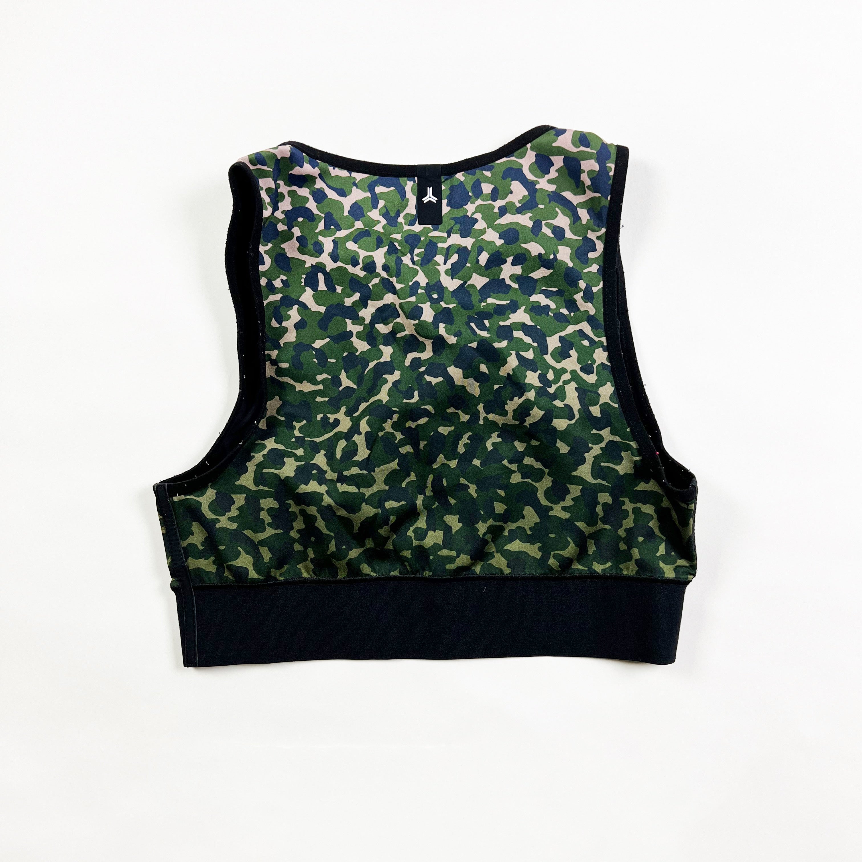 Ultracor Altitude Camo Army Print Pattern High Neck Athletic Work Out Sports Bra