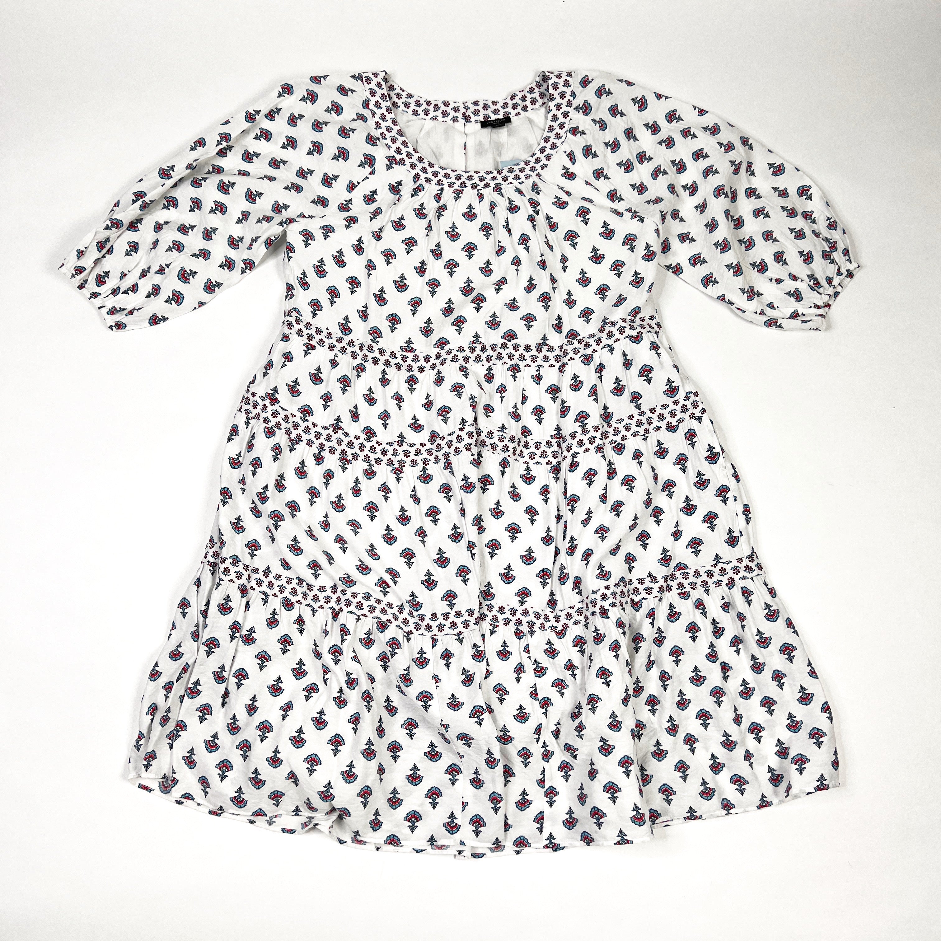 NEW Ann Taylor Micro Floral Flower Print Pattern Tiered Shift Mini Dress Petite