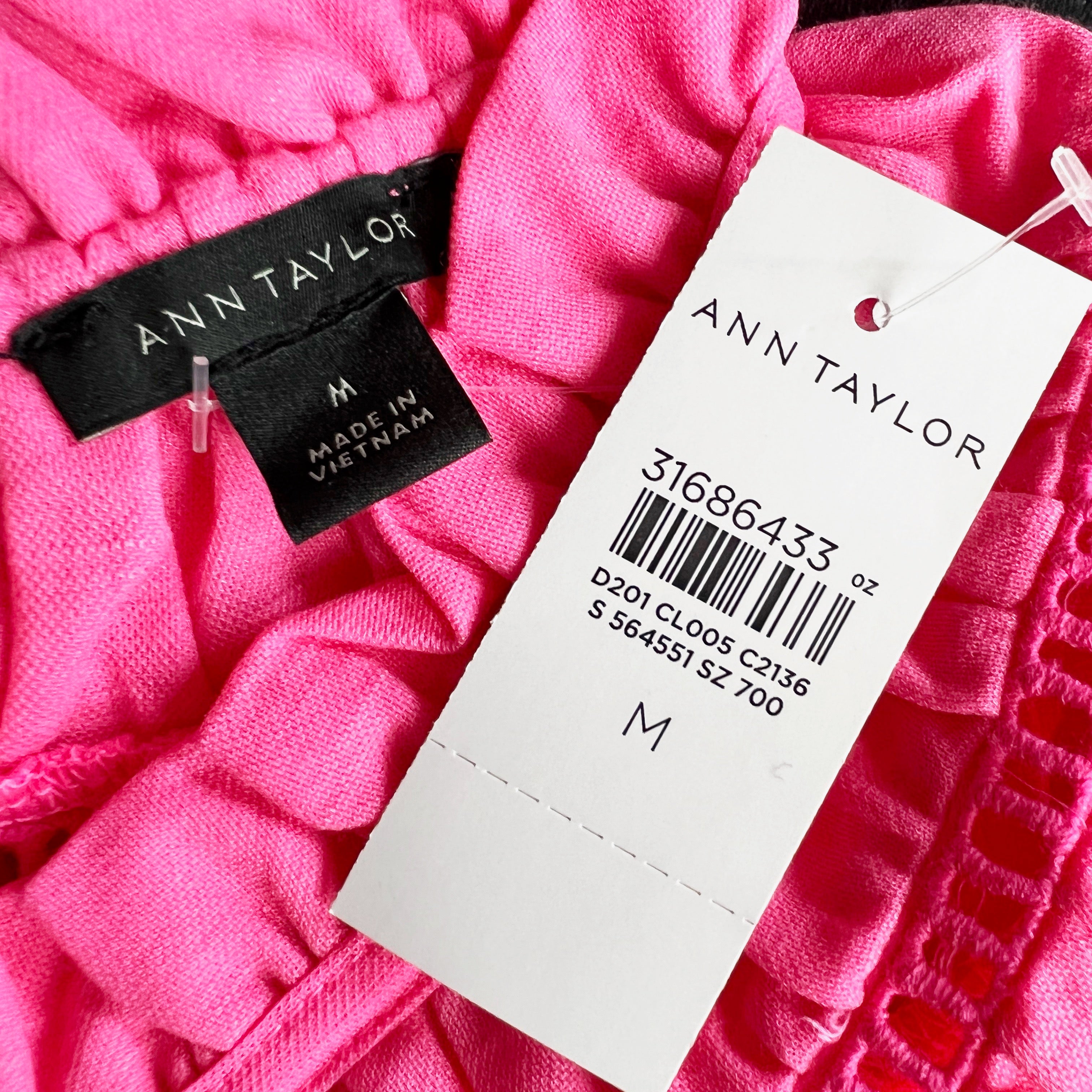 NEW Ann Taylor Cutout Flutter Short Sleeve Ruffle High Neck Pink Blouse Shirt Top