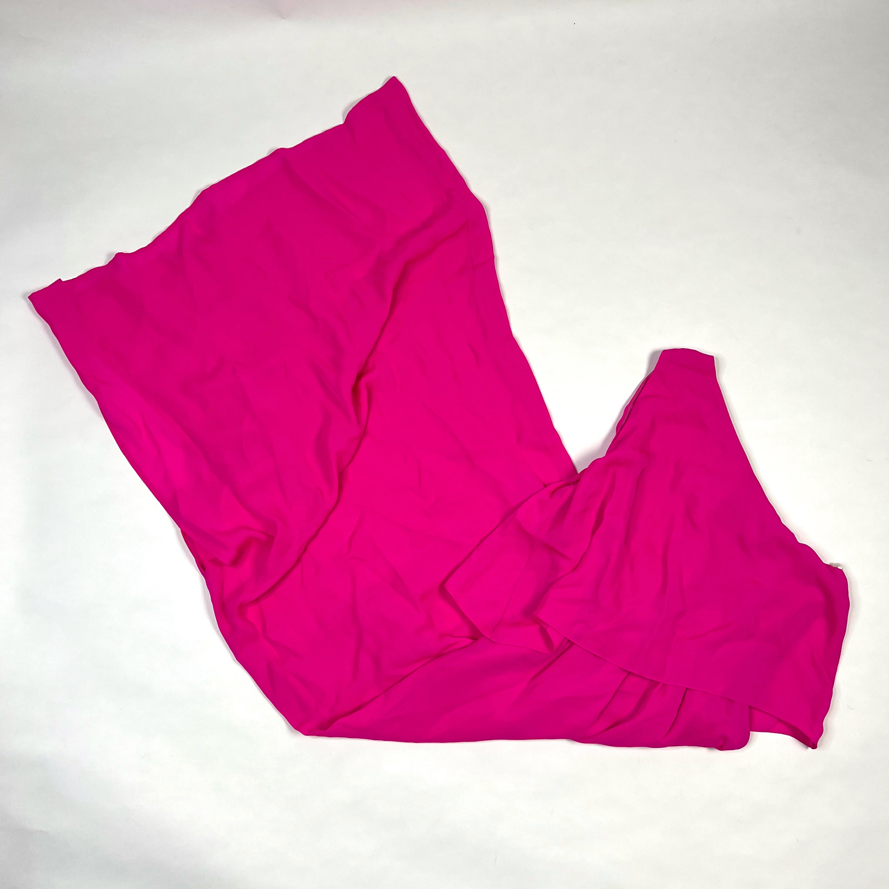 NEW MYNE Solid Hot Pink Silk Chiffon One Shoulder Long Maxi Party Gown Dress 2