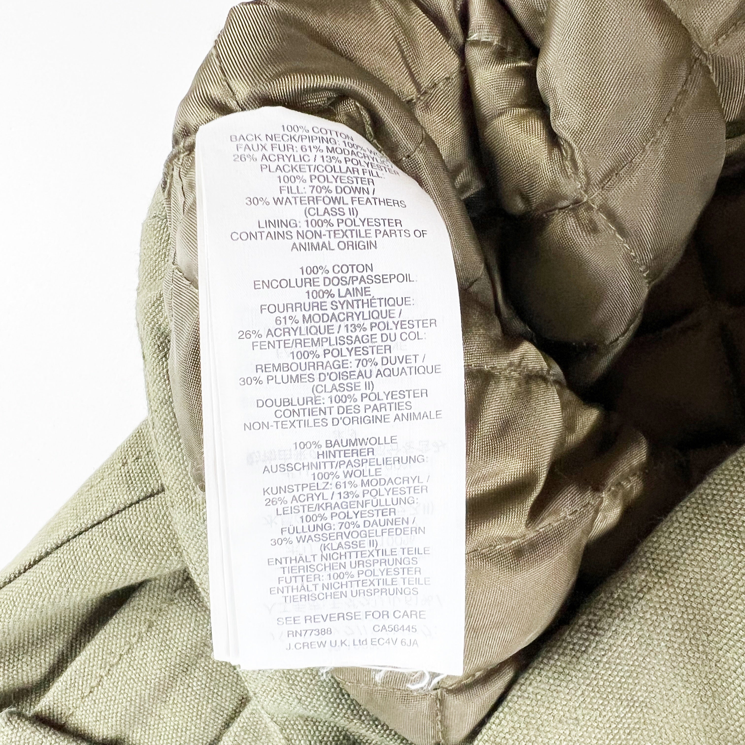 J. Crew Collection Down Parka Cotton Wool Down Fill Faux Fur Trim Parka Coat XS