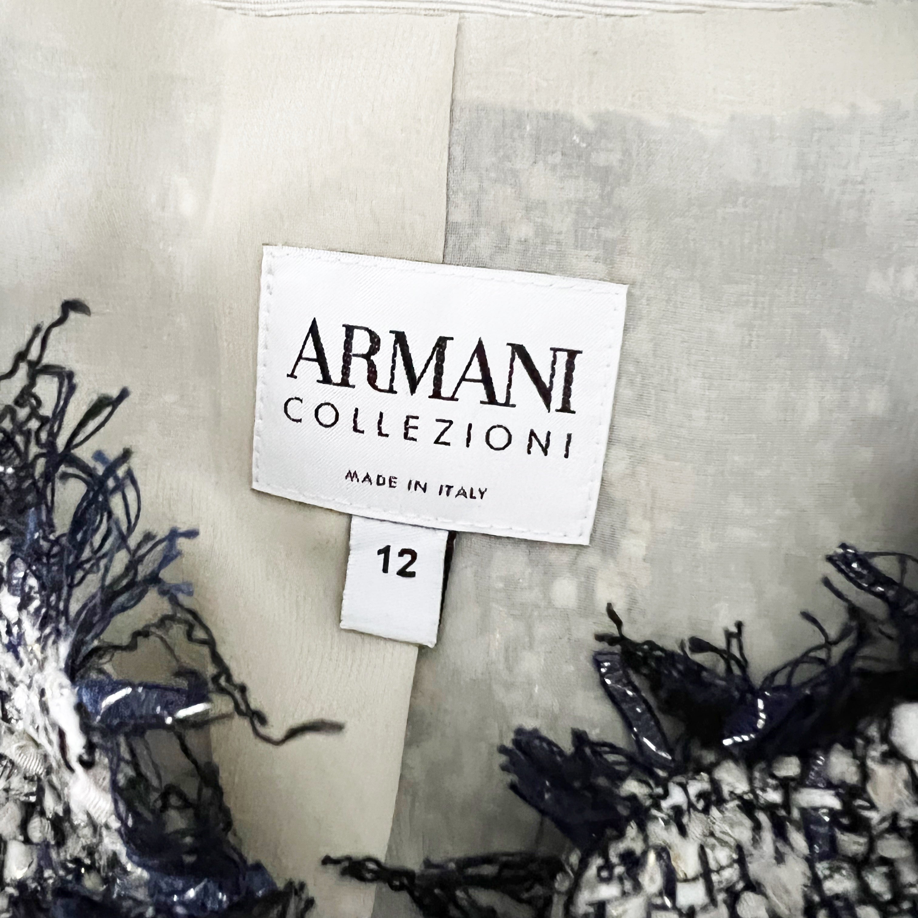 Armani Collezioni Made In Italy Cotton Textured Tweed Boucle Metallic Blazer 12