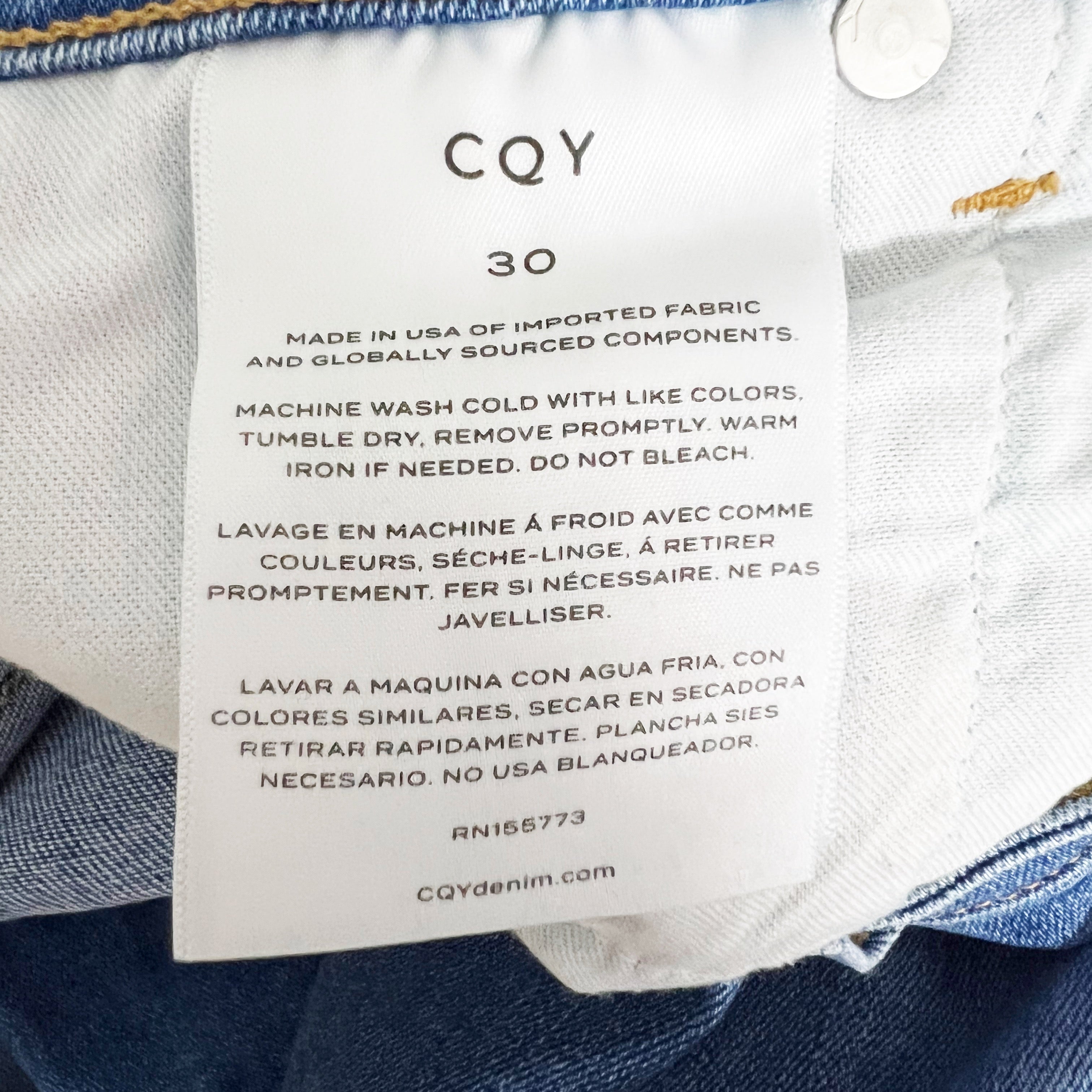 CQY Sunday Dream Wide Leg Cropped Cotton Stretch Denim Jeans Blue 30