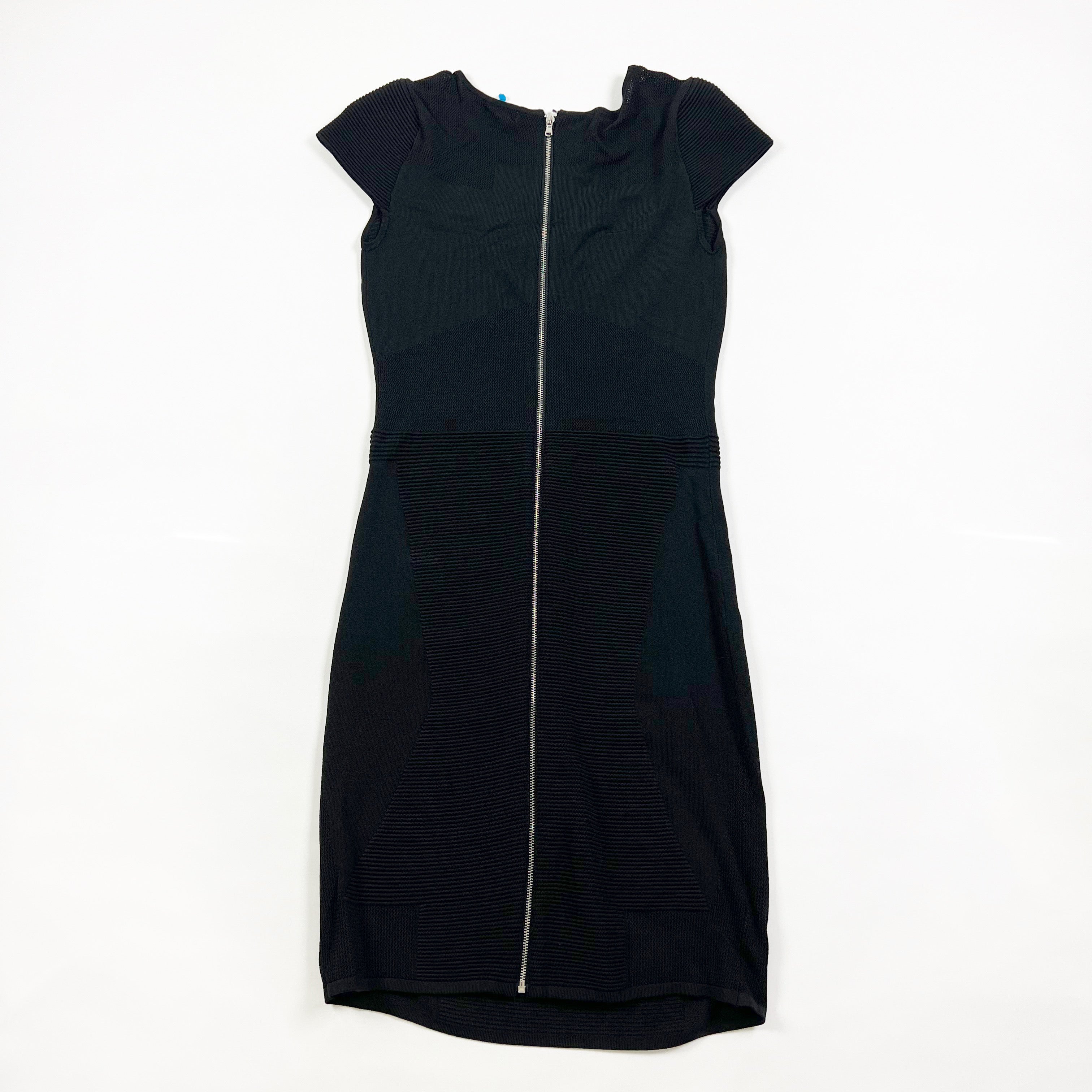 Parker Women's Delilah Mixed Knit Stitch Bodycon Mini Sweater Dress Solid Black