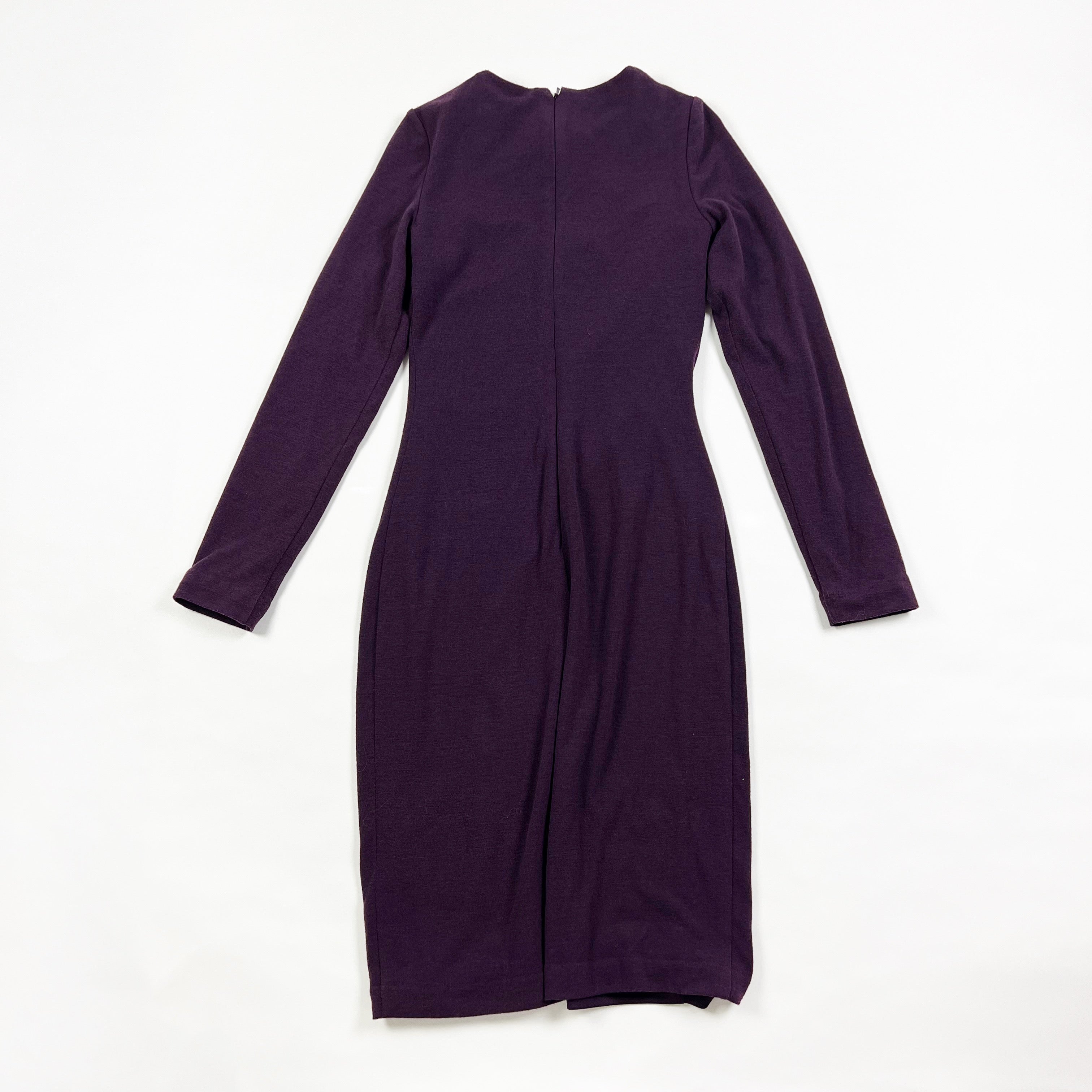 Badgley Mischka Sweater Knit Twist Cut Out Detail Pullover Sheath Dress Purple