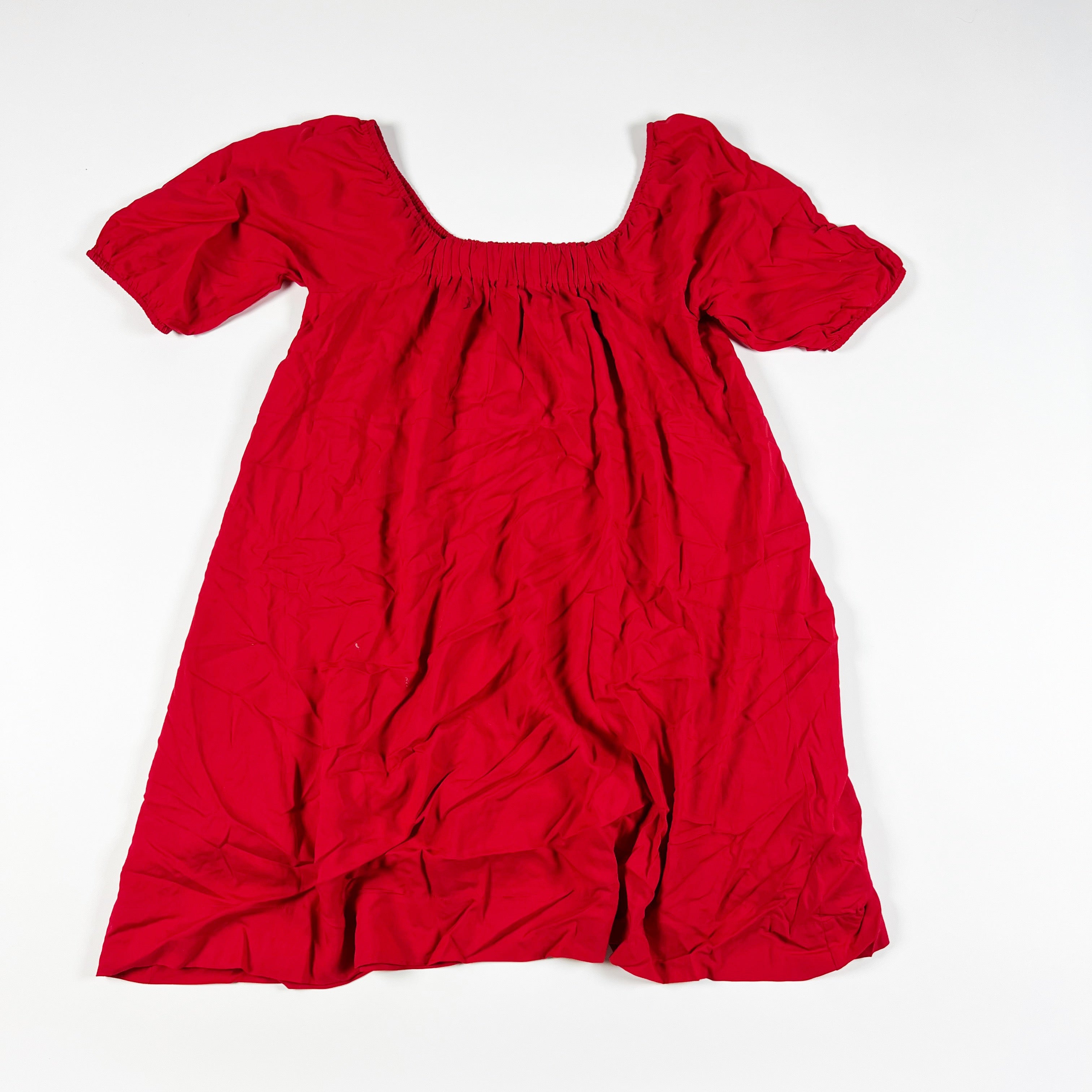 Able Ultra Soft Off The Shoulder Smocked Short Sleeve Pullover Mini Dress Red S