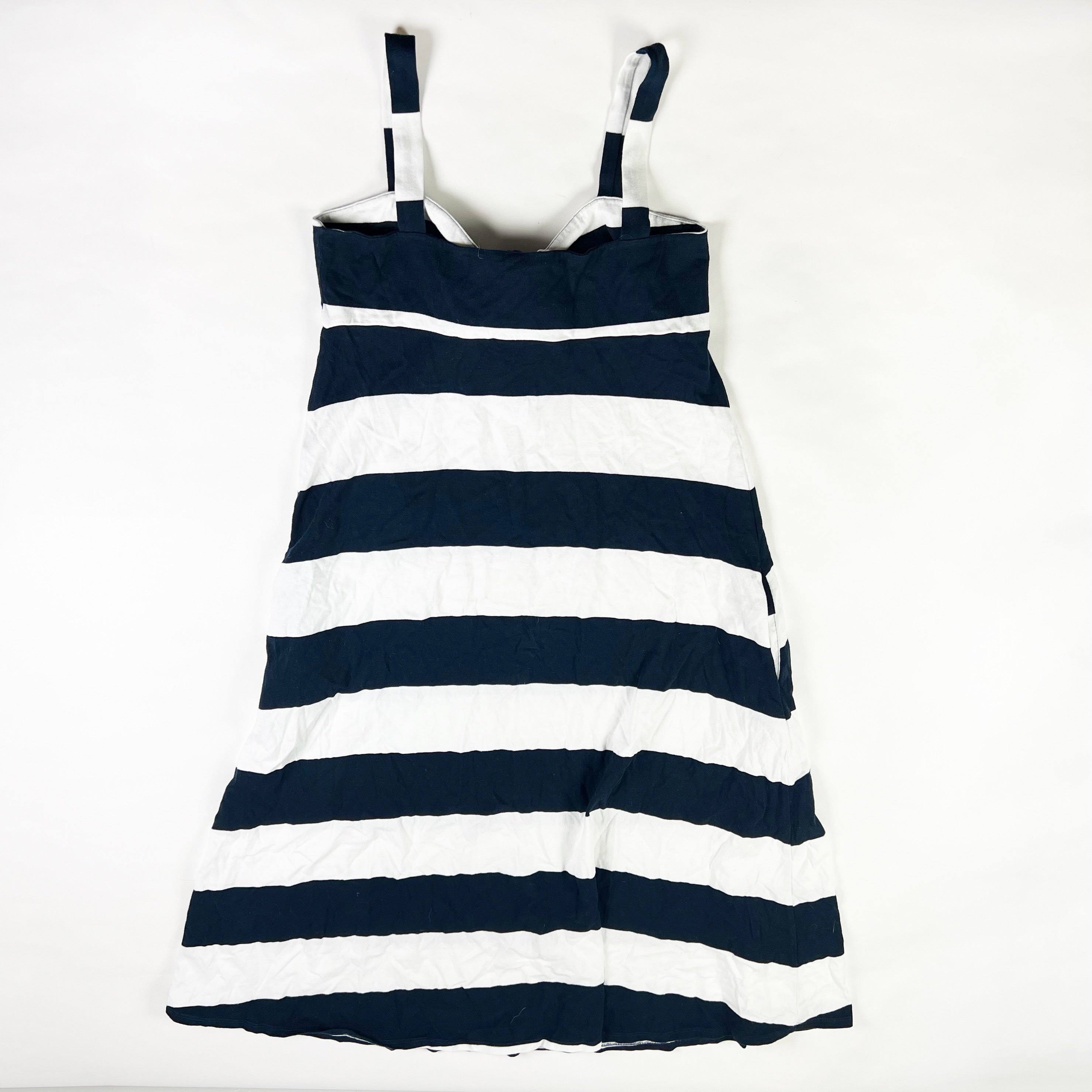 MDS Stripes Cotton Knit Stretch Blue White Stripe Bow Tie Front Midi Dress 2