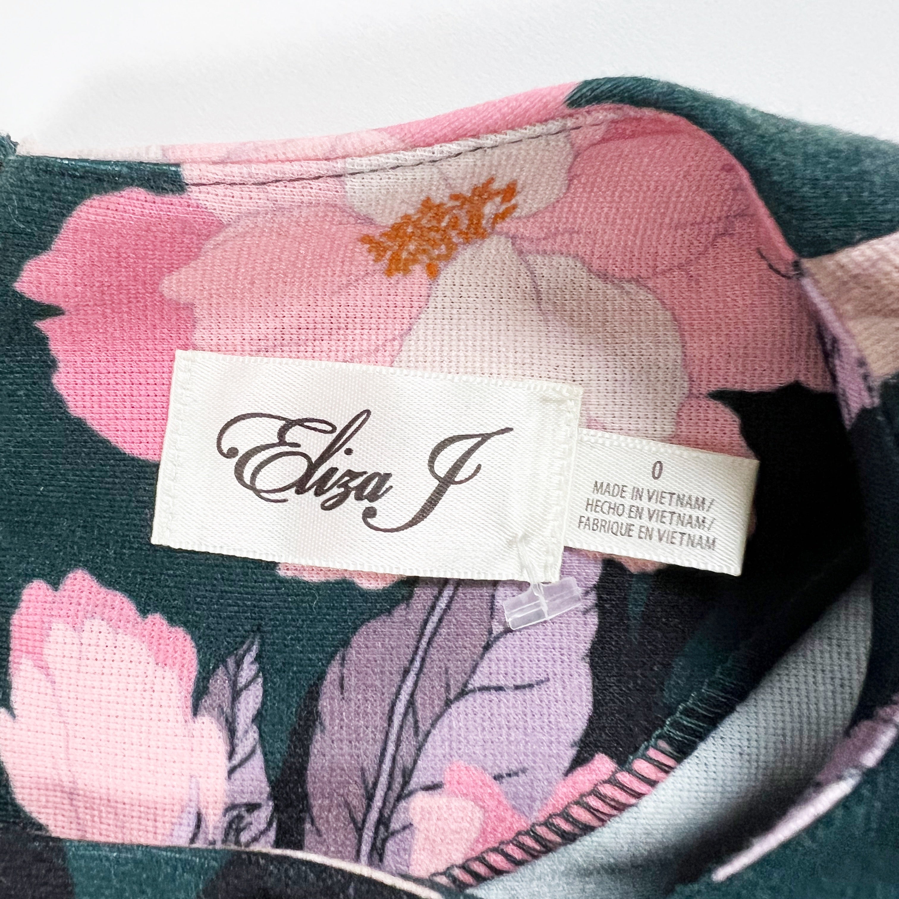 NEW Eliza J Fit Flare Stretch Knit Floral Flower Print Pattern Mini Dress 0