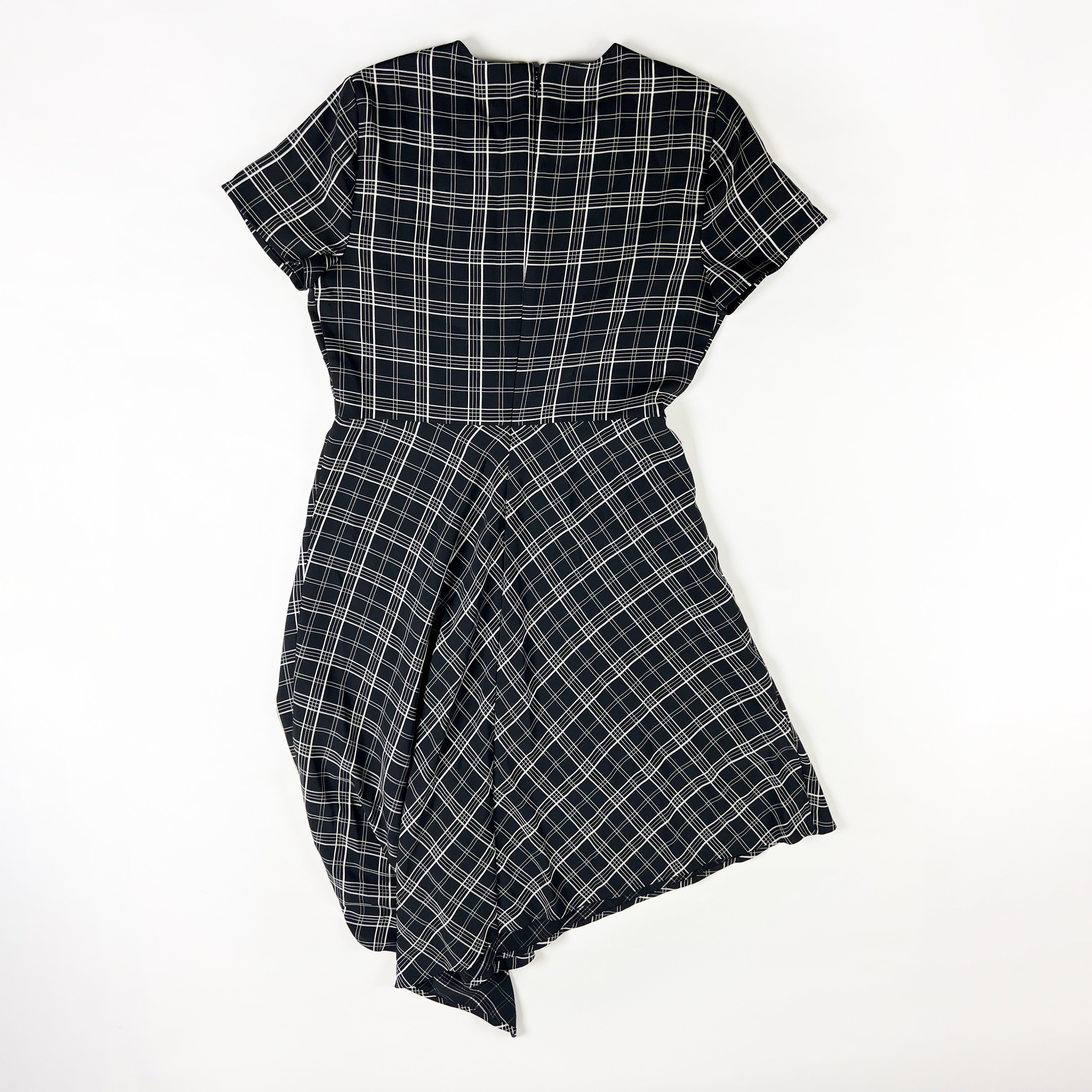 Vince Camuto Plaid Check Print Pattern Asymmetrical Handkerchief Hem Dress 8