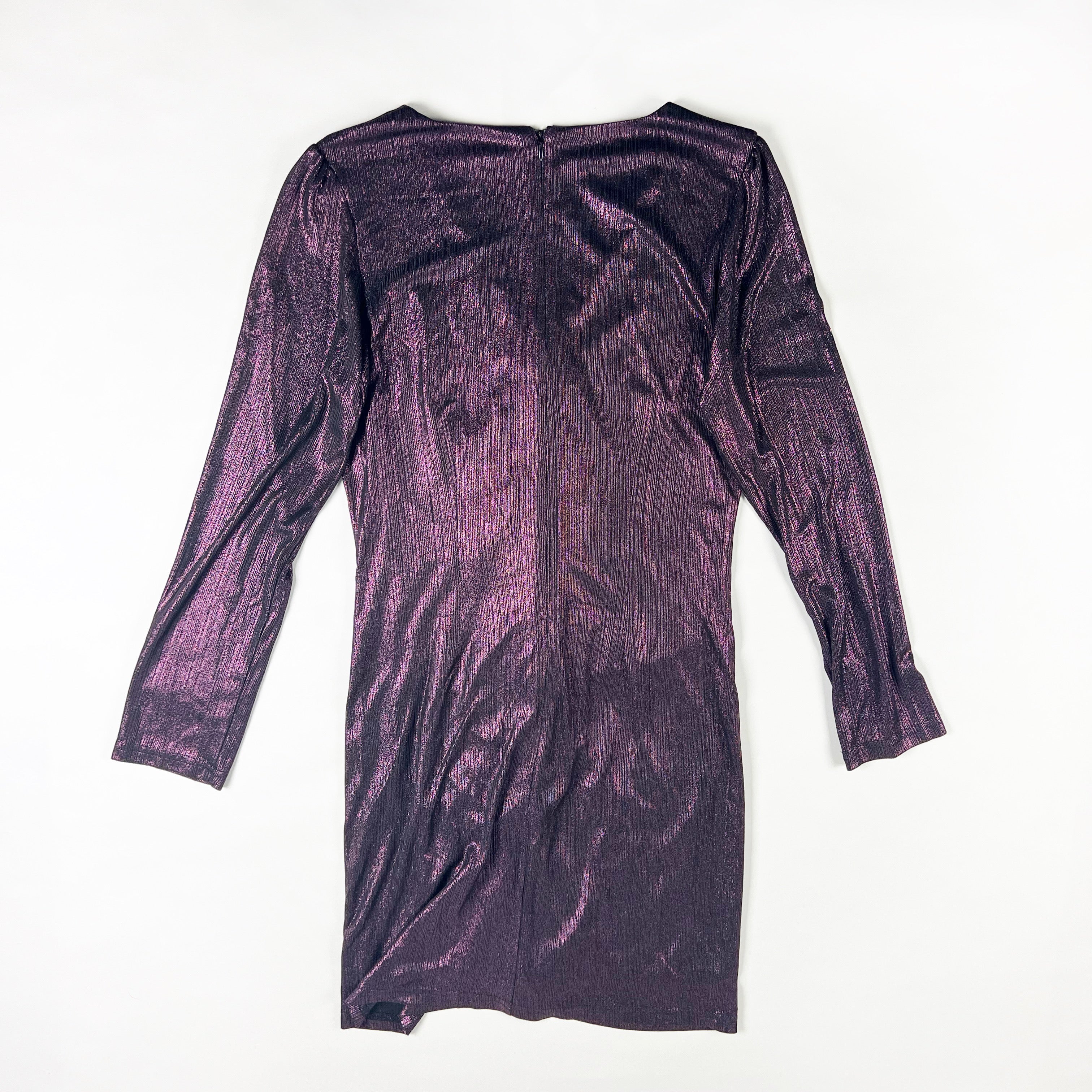 NEW Sam Edelman Purple Metallic Sparkle Shine Ruffle Cocktail Party Mini Dress