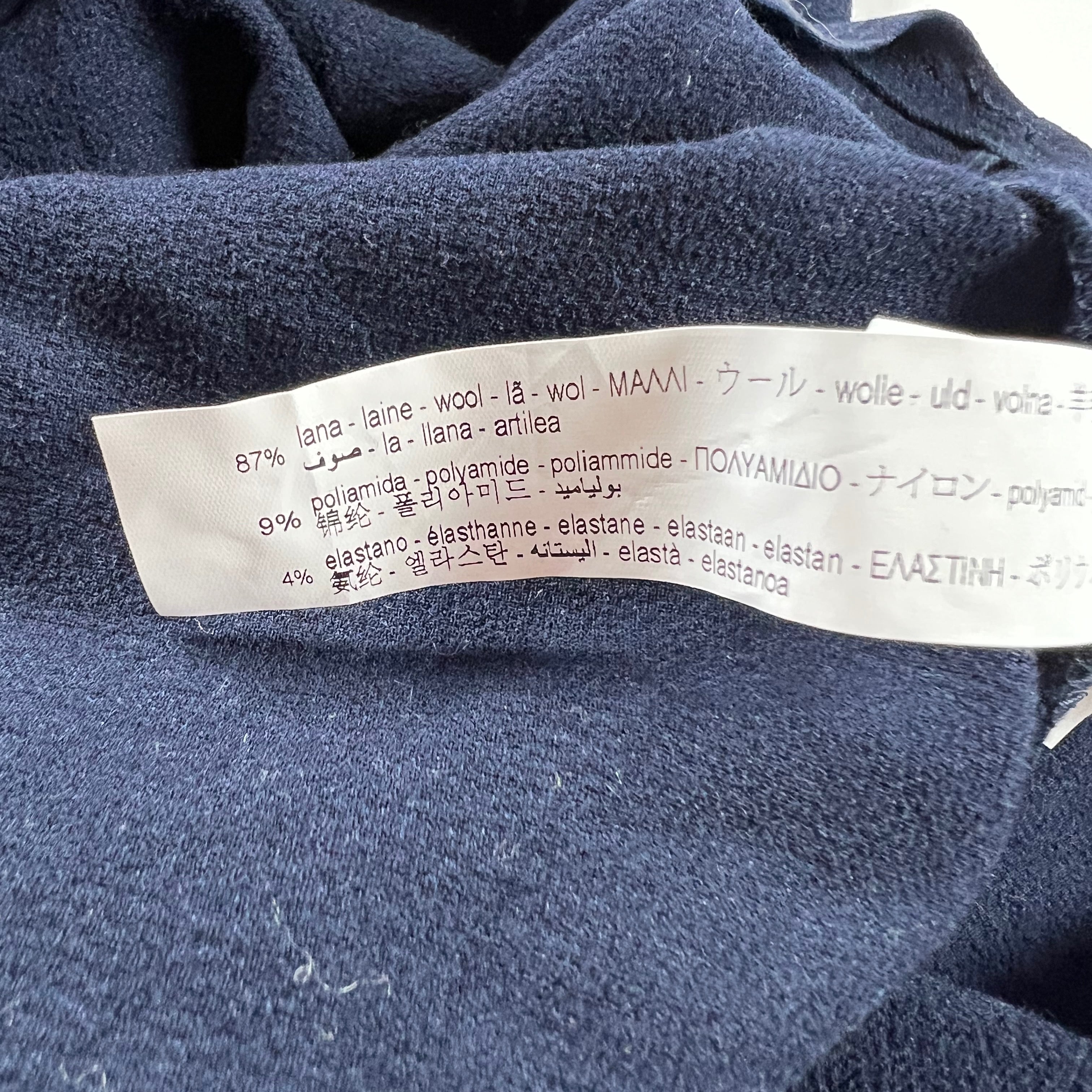 Zara Crepe Ruched Pleated Side Short Sleeve Bodycon Midi Dress Solid Navy Blue