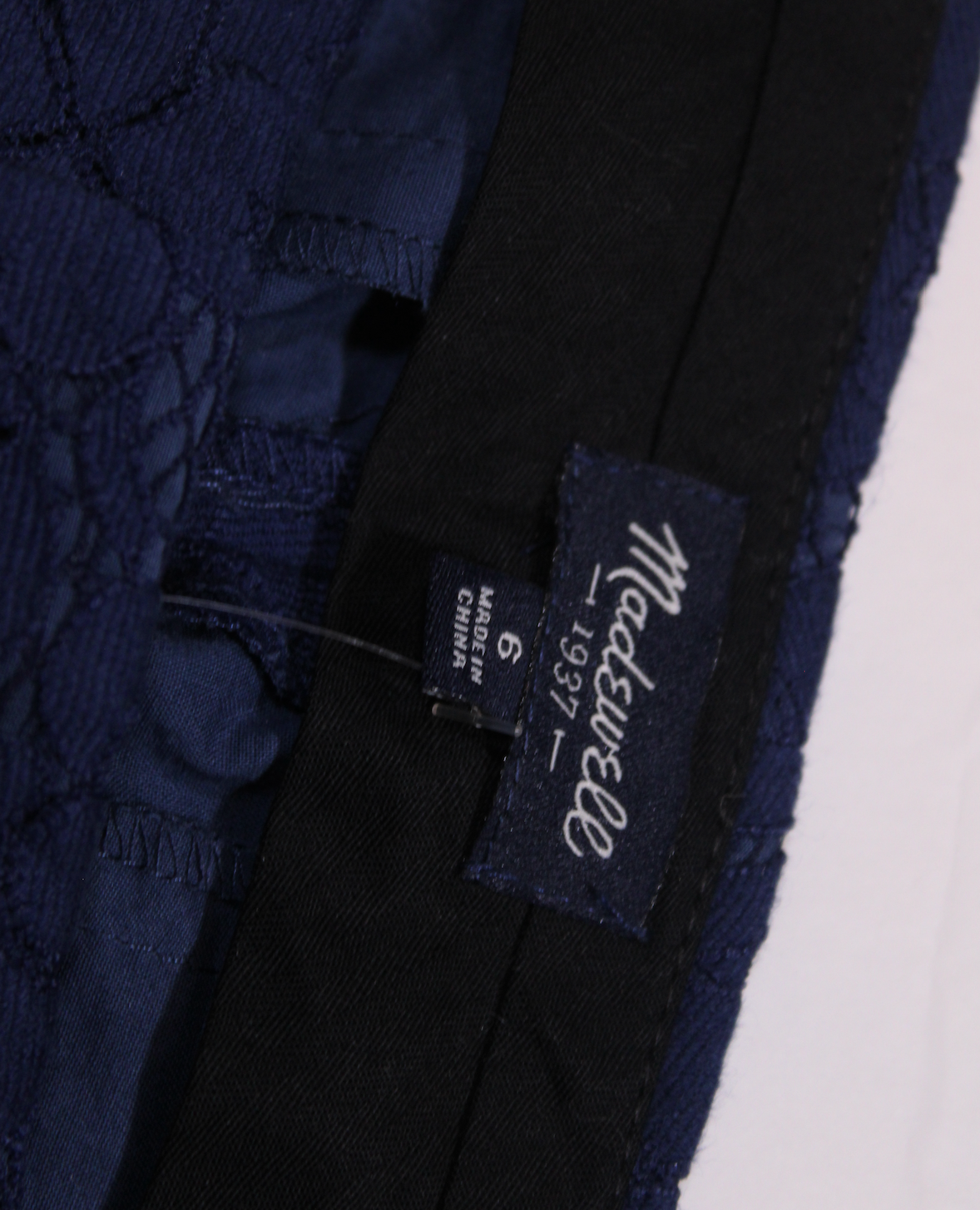 NEW Madewell Lacebloom Cotton Mid Rise Pull On Casual Navy Blue Shorts 6