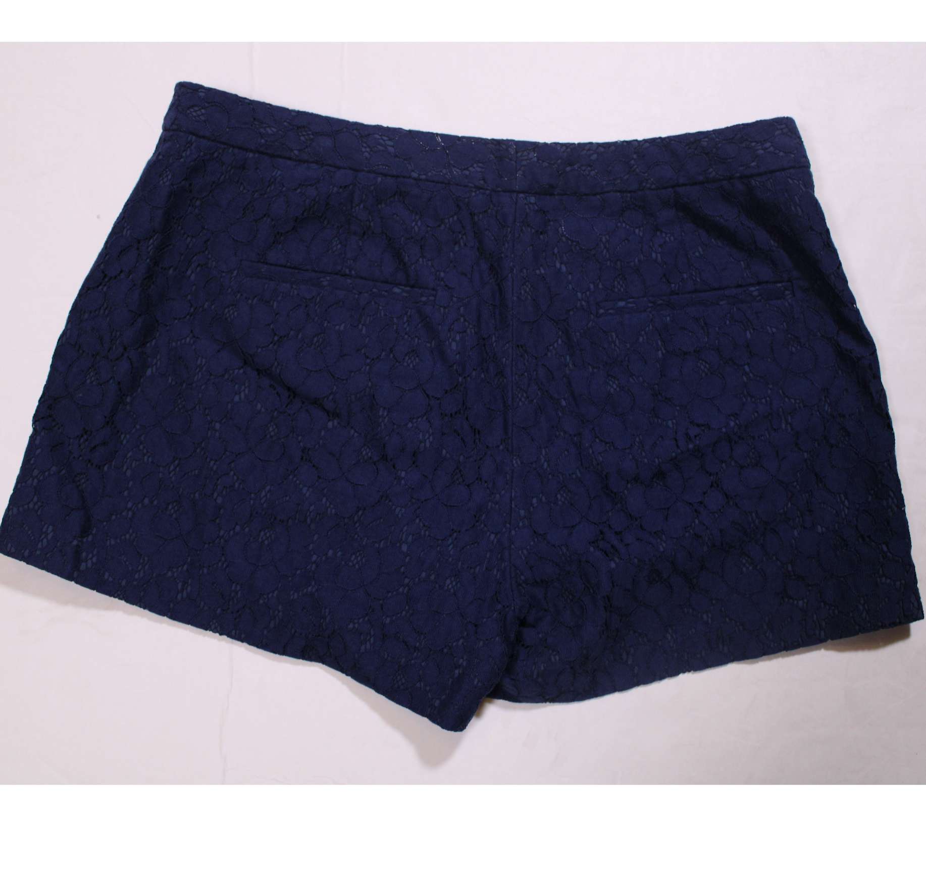 NEW Madewell Lacebloom Cotton Mid Rise Pull On Casual Navy Blue Shorts 6