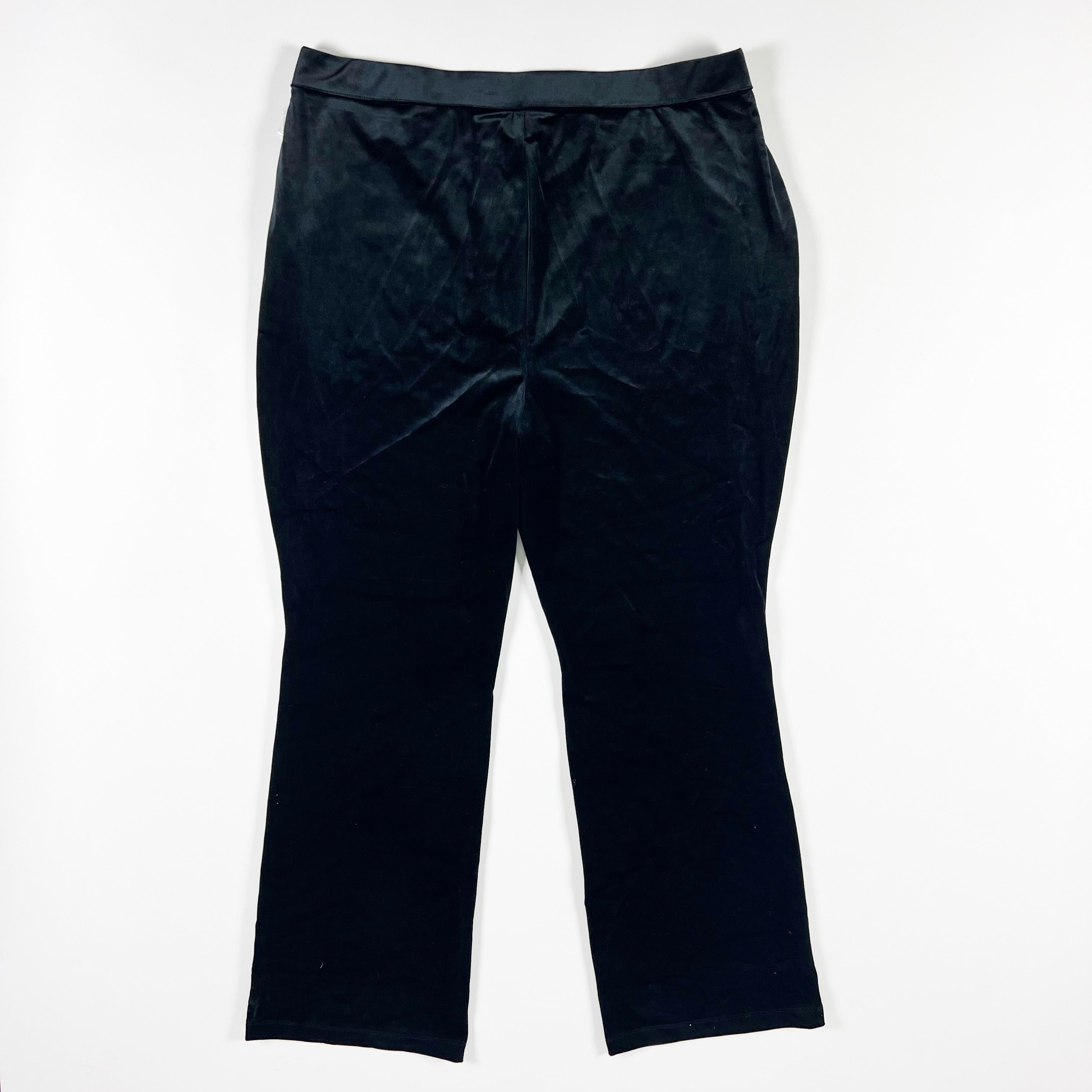 NEW Good American GS0298 Flared Leg Solid Black Velvet Stretch Trouser Pants XL